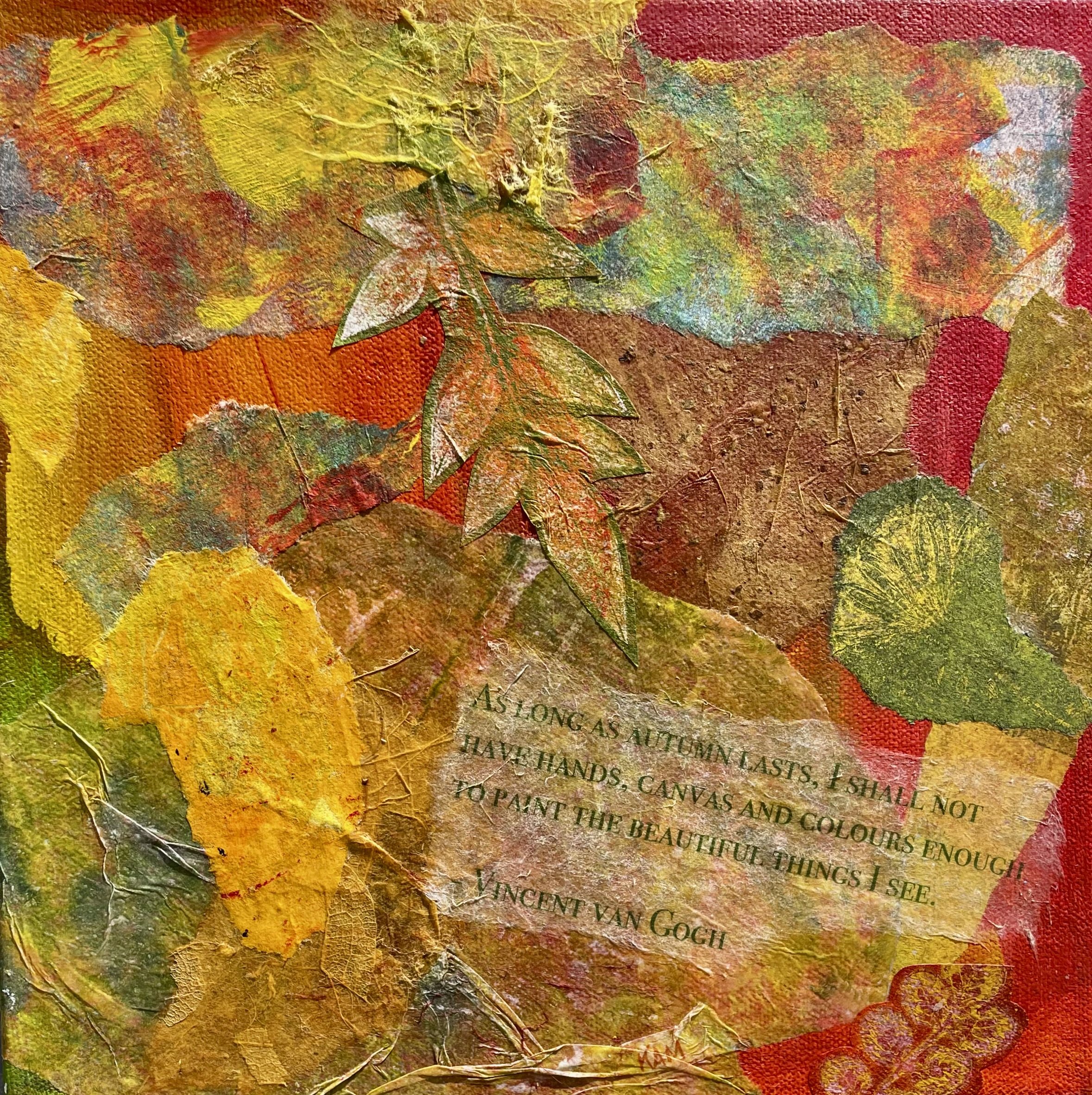 Karen A. Morgentern - "Autumn" - Mixed media collage - 10" x 10" - $135