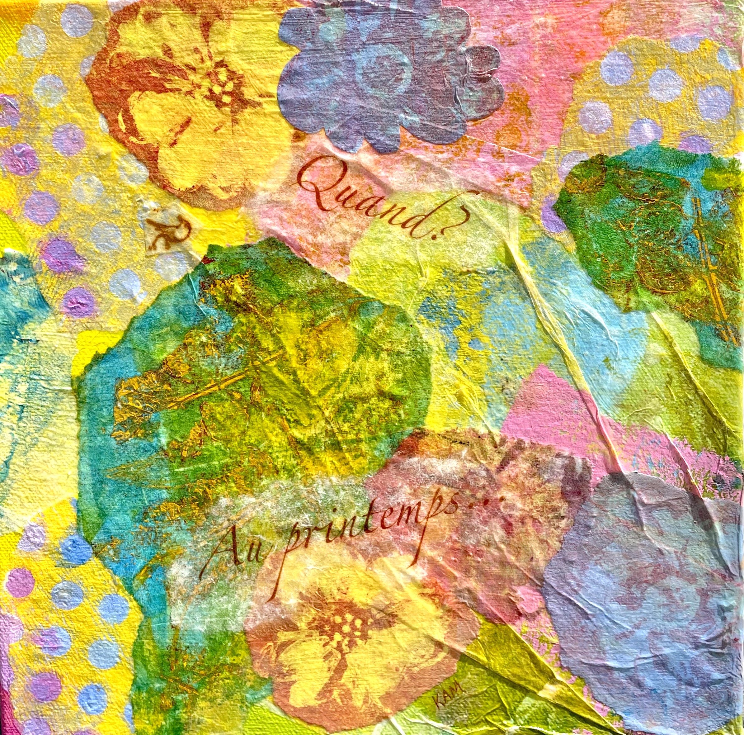 Karen A. Morgentern - "Spring" - Mixed media collage - 10" x 10" - $135