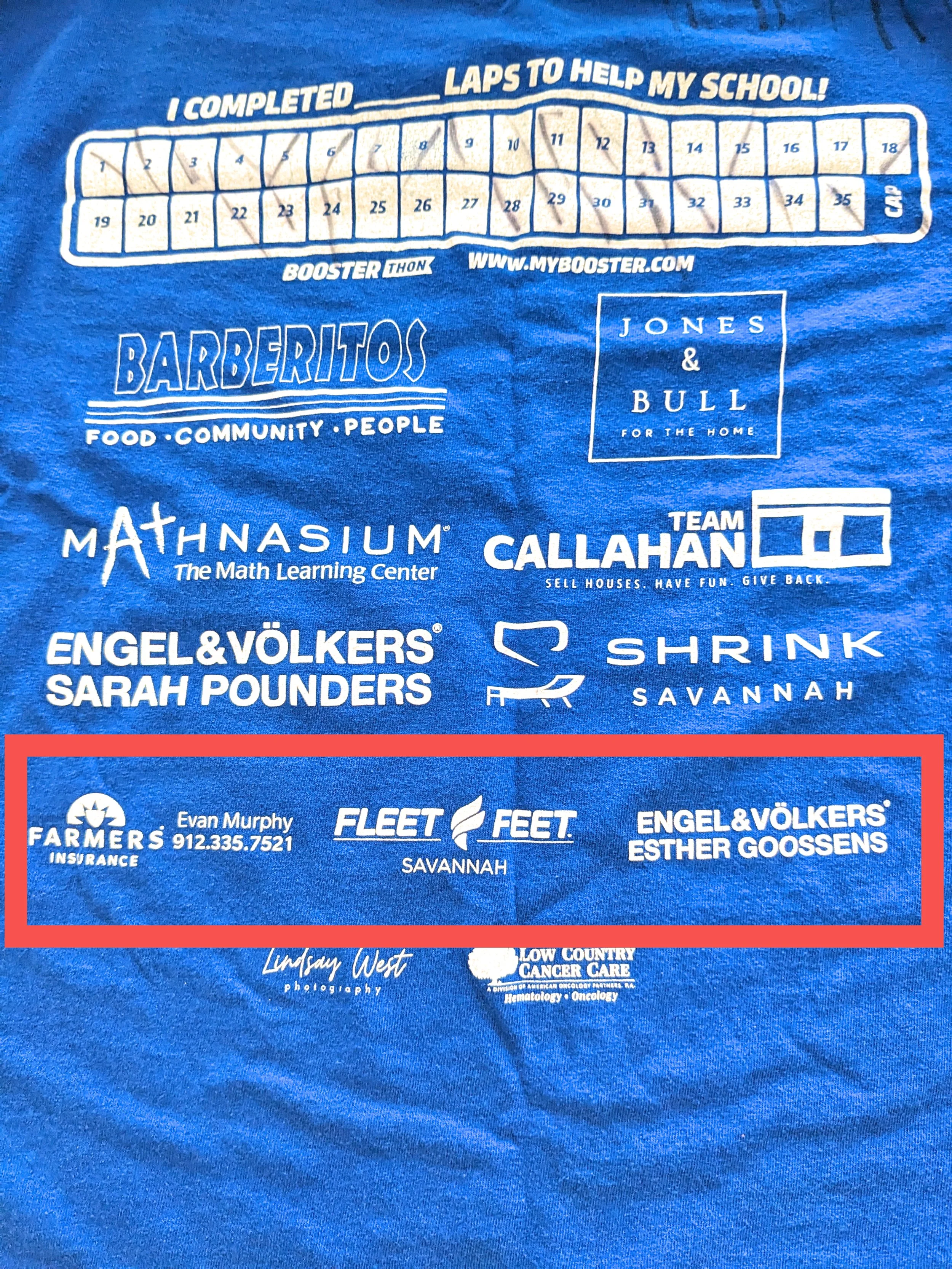 Boosterthon T-Shirt Sponsorship, $300