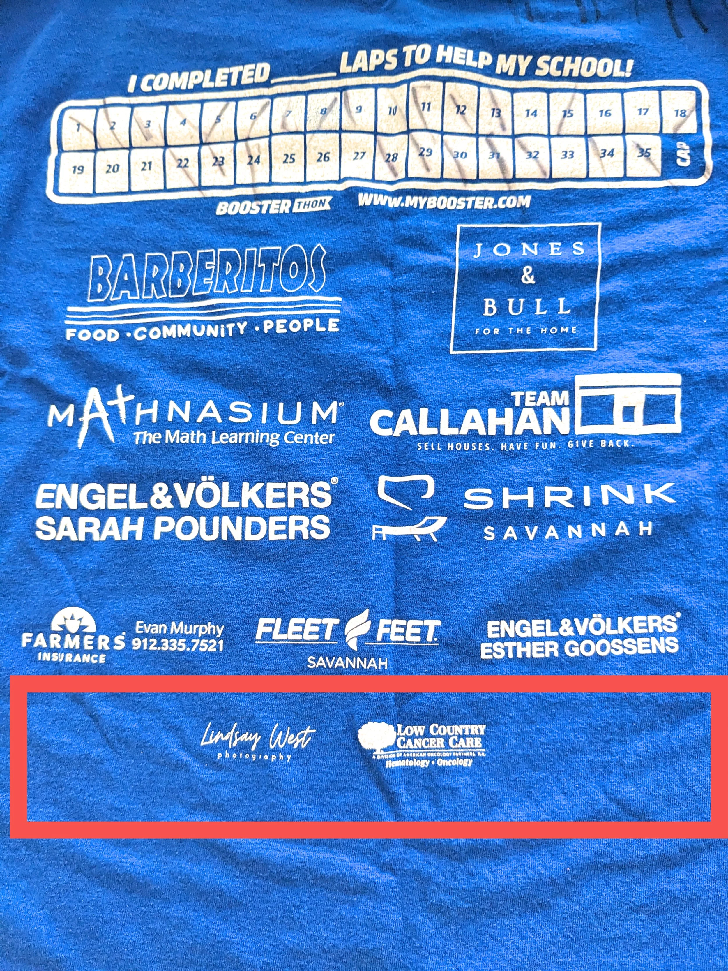 Boosterthon T-Shirt Sponsorship, $100