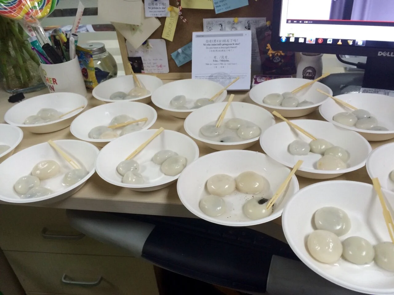 Today is Lantern Festival and it’s considered good luck to eat these things called “Yuan Xiao”