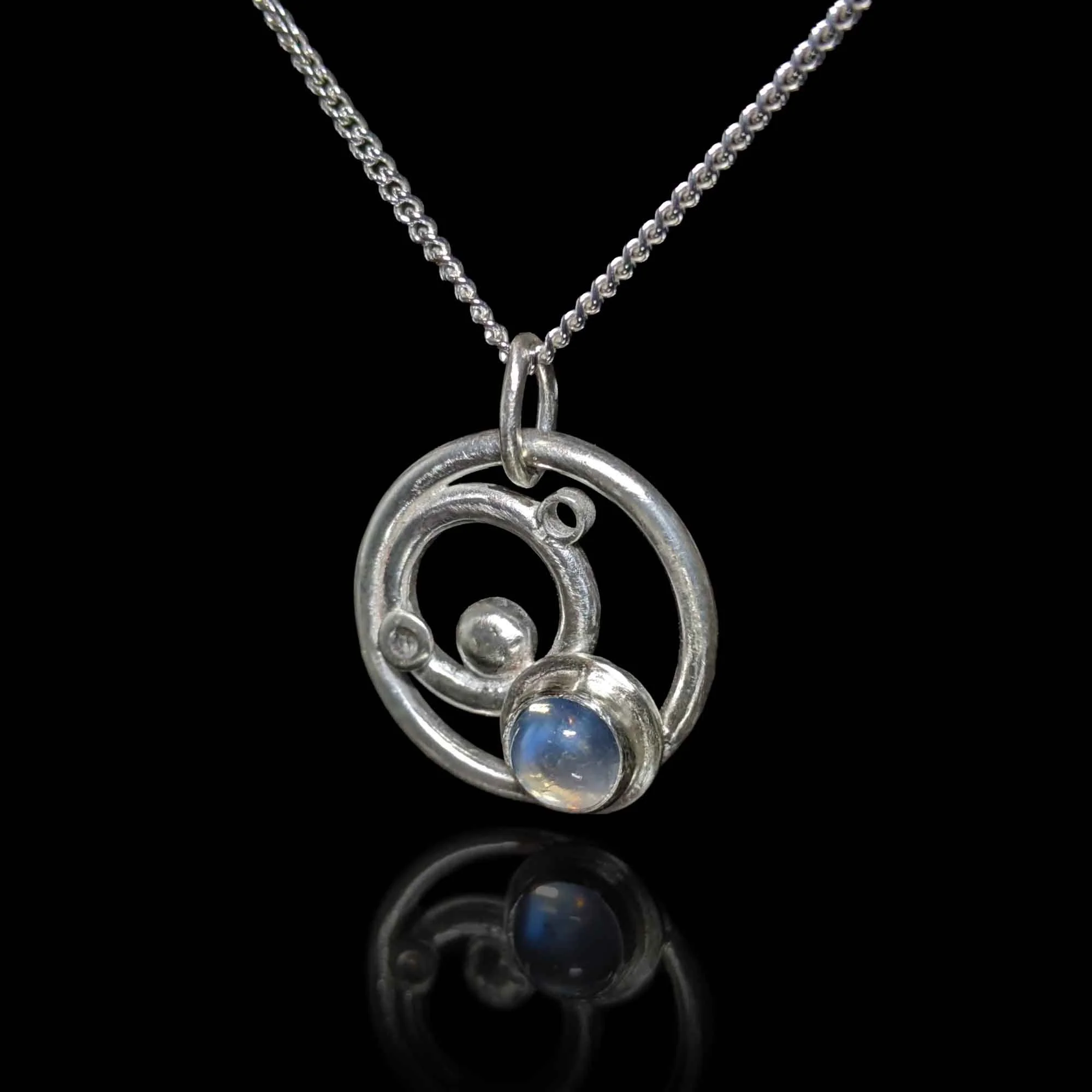 Blue Moonstone Circles Pendant - Ready to Send!