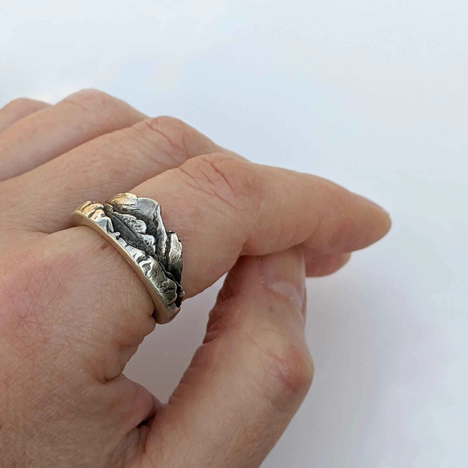 Nature Mountain Range Hiking Ring - 925 Sterling Silver Band, Sizes 4-10