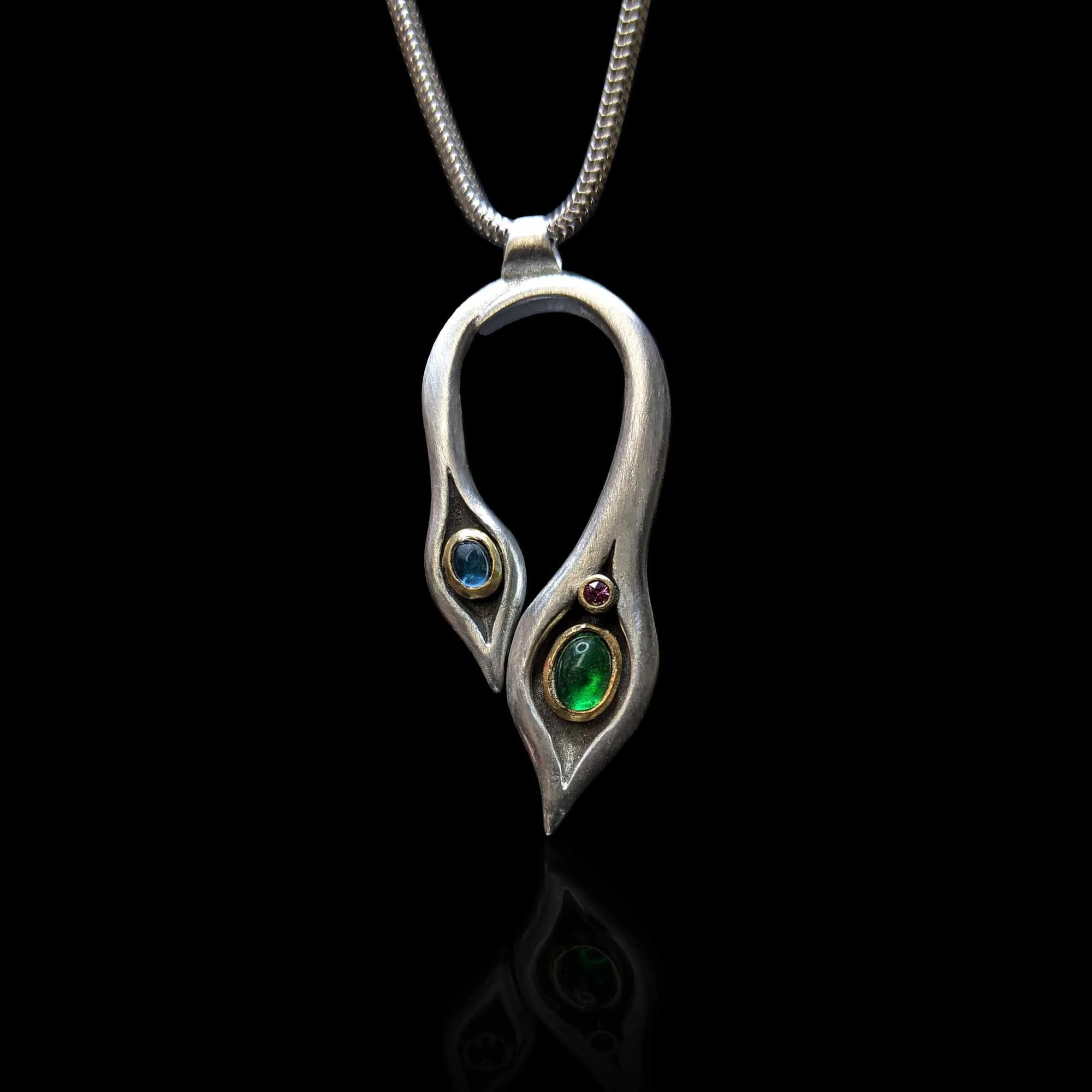 Juicy Fruit Stems Pendant Tourmalines & Pink Ruby