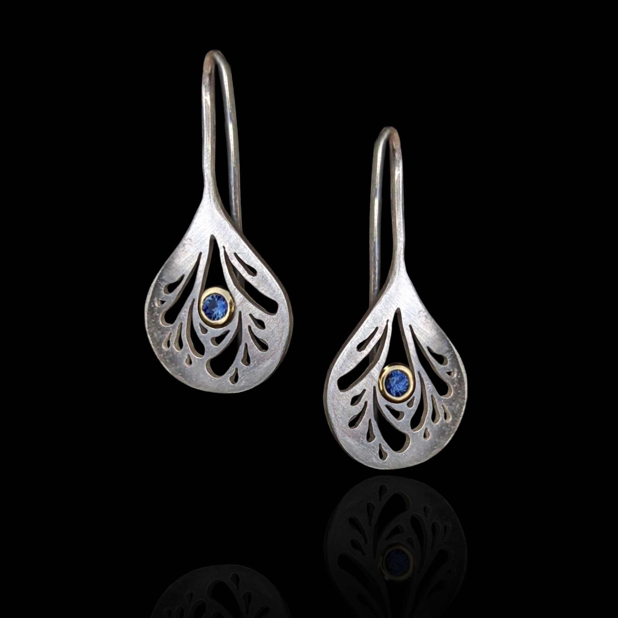 Sapphire wing drop earrings - Made to Order