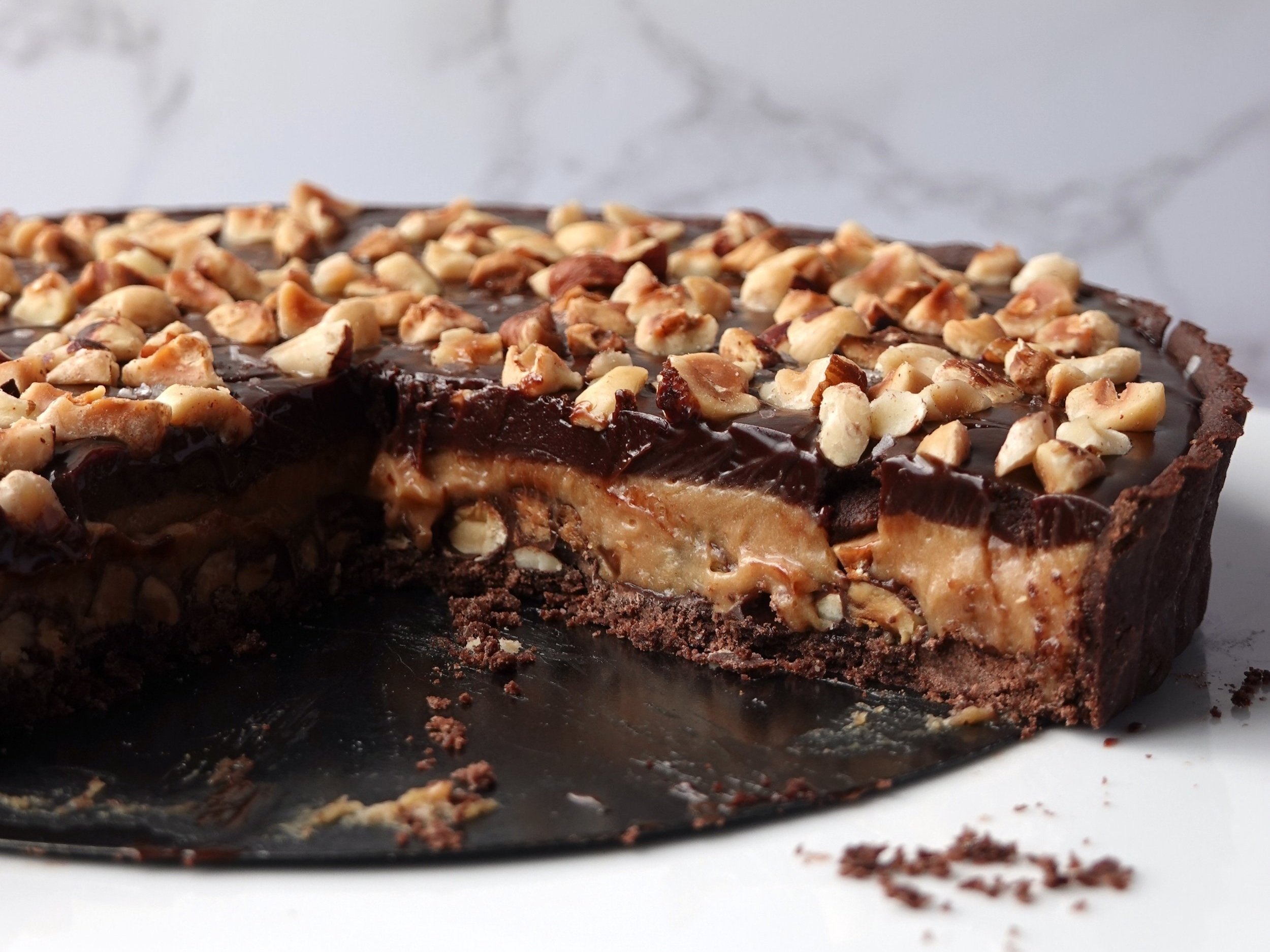 Salted Caramel Hazelnut Mocha Tart