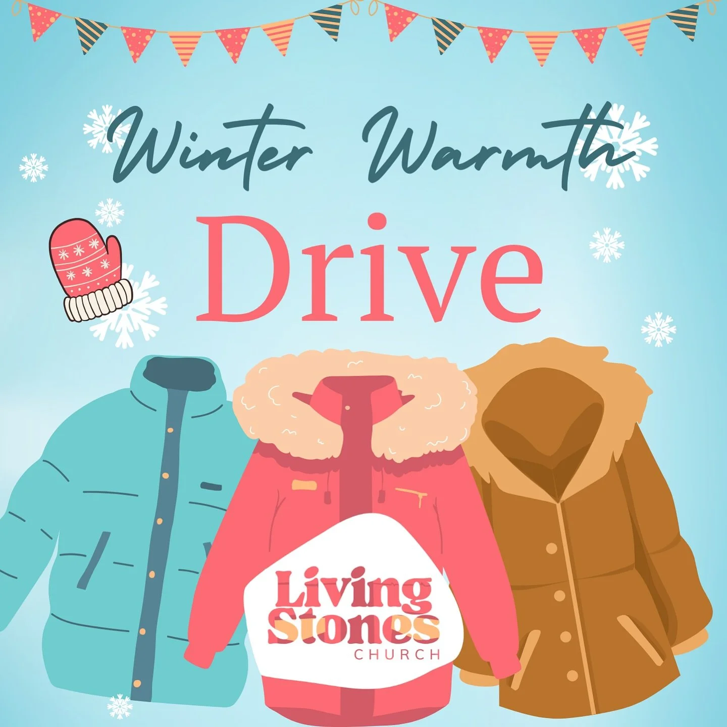 Reminder: tomorrow morning (October 19) is the LAST opportunity to drop off items for our WINTER WARMTH DRIVE! Bring your items through the front doors of the church at 9am! Can&rsquo;t wait to see ya 🥳