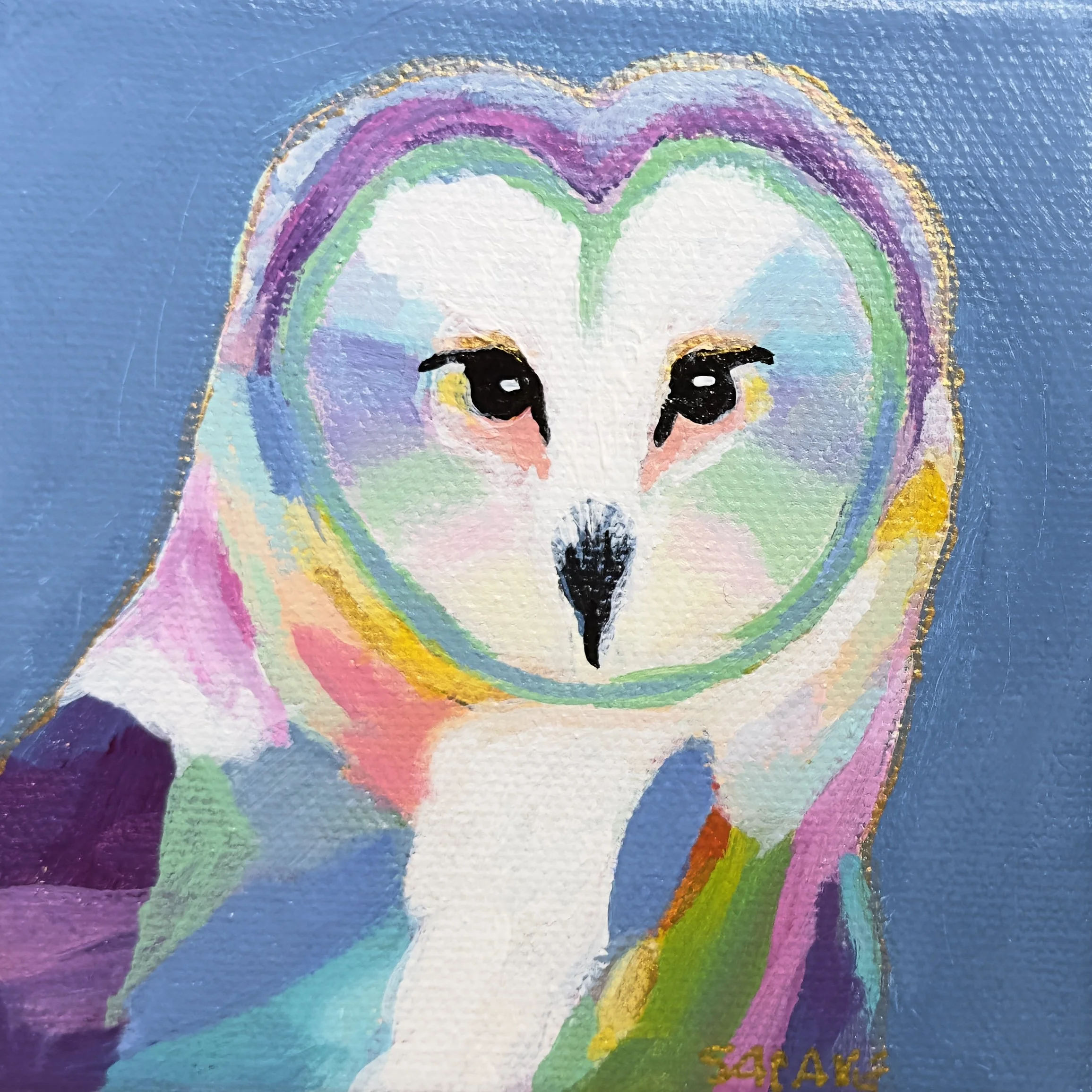 Owl Two- 4x4x1.5 acrylic on canvas $75 usd