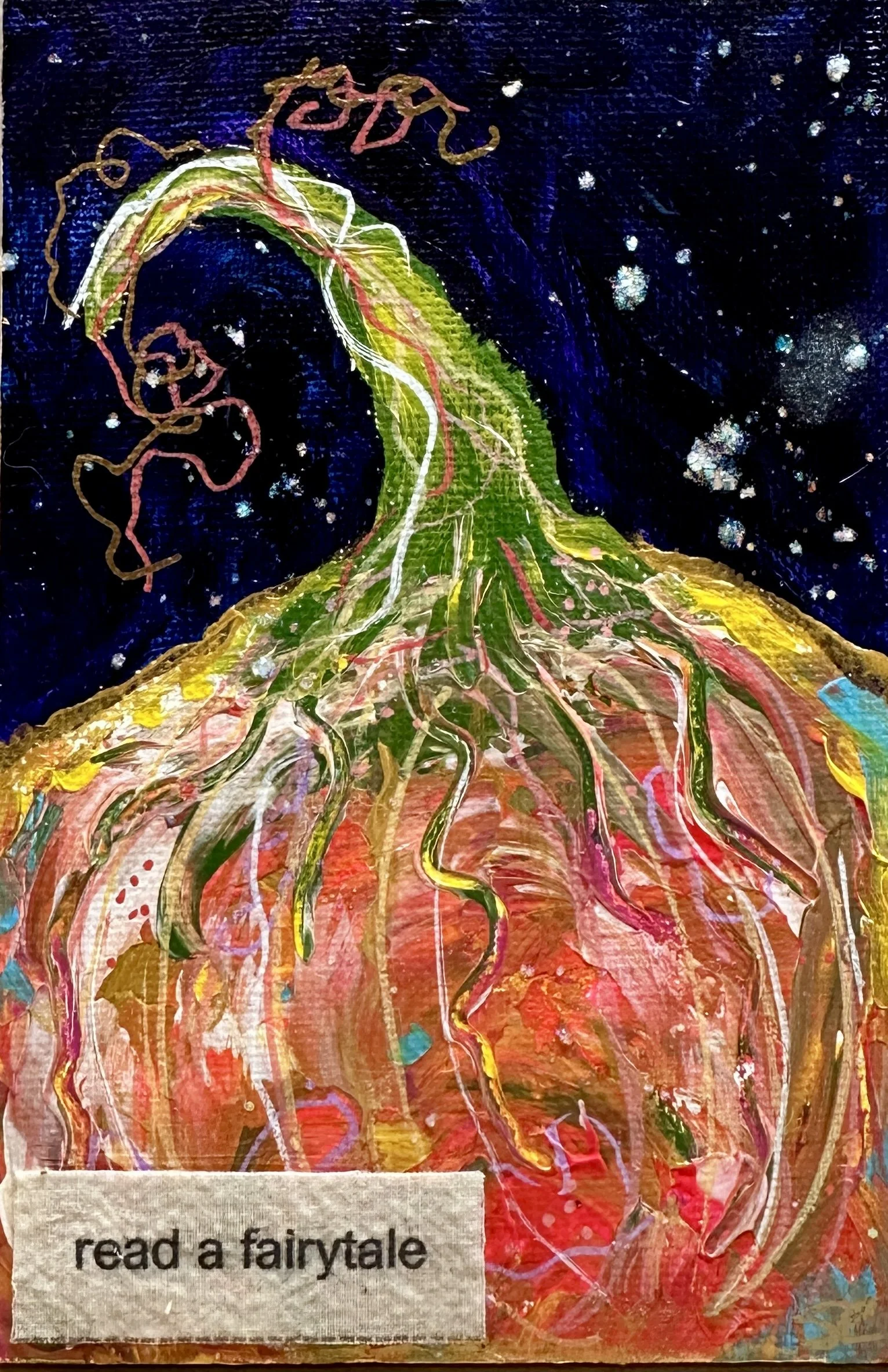 Read a Fairytale-4x6" mixed media on canvas