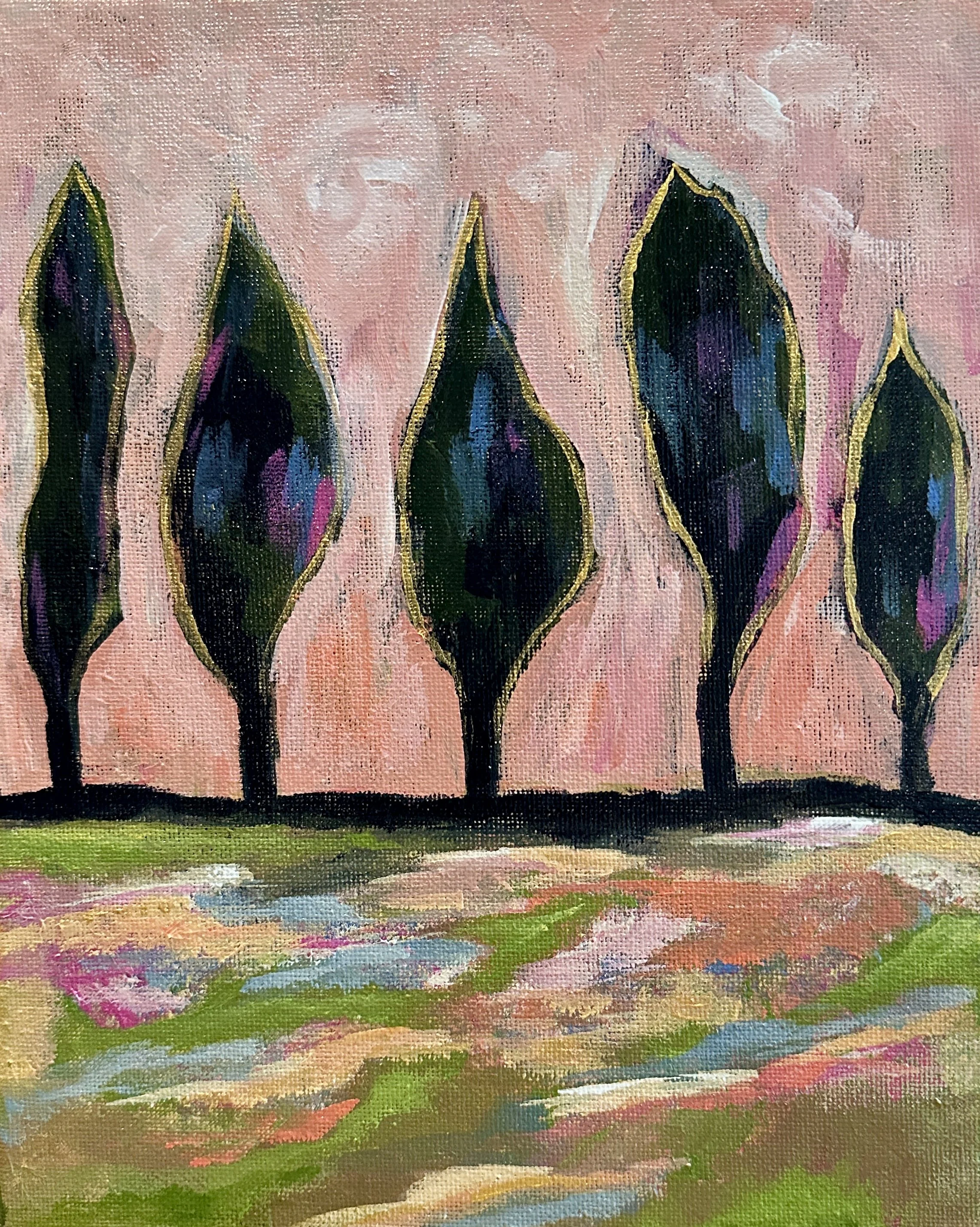 Little Grove- 8x10" mixed media on canvas (click photo to purchase  at gallery $68)