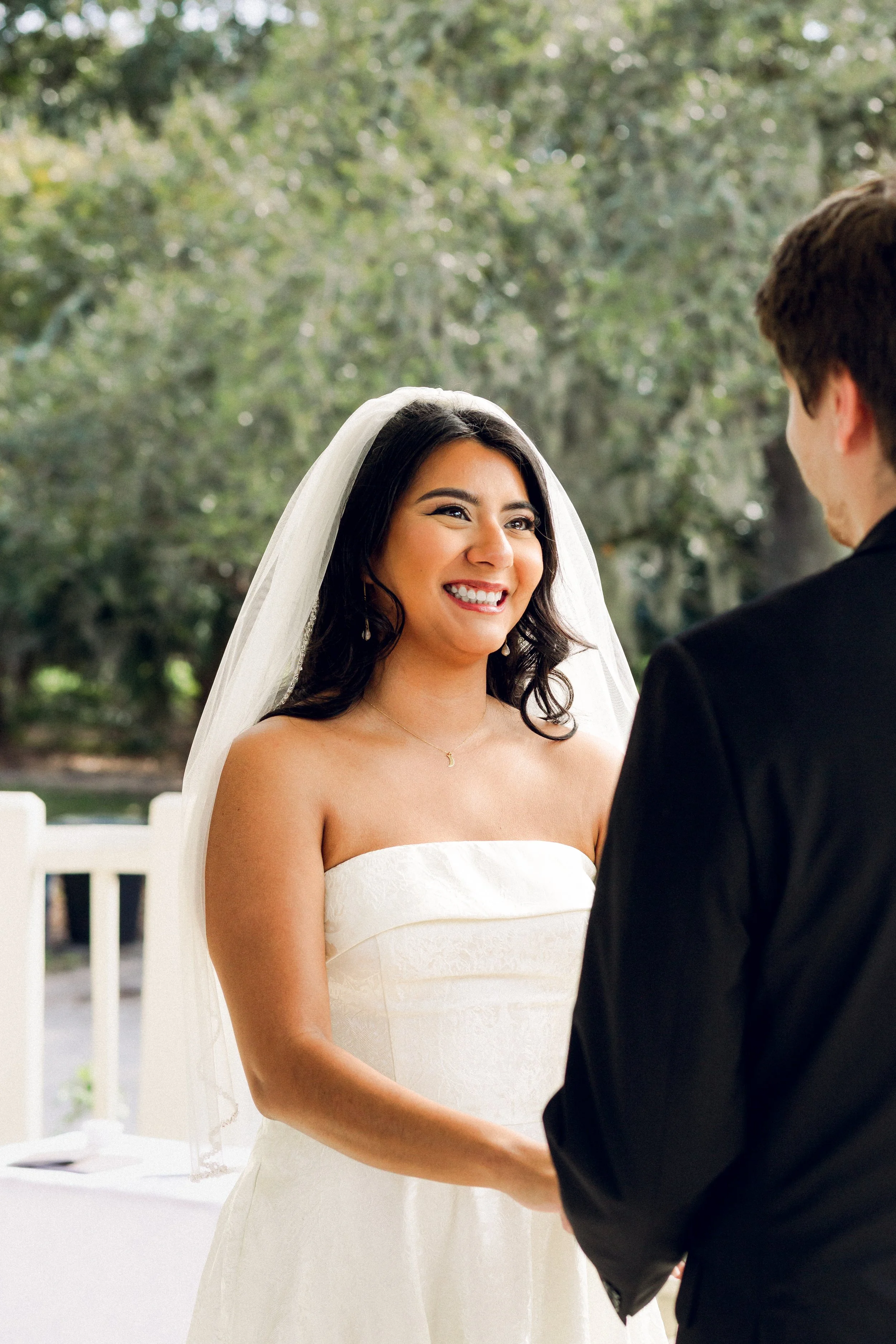 Couple expressing vows at Hampton Park Gazebo