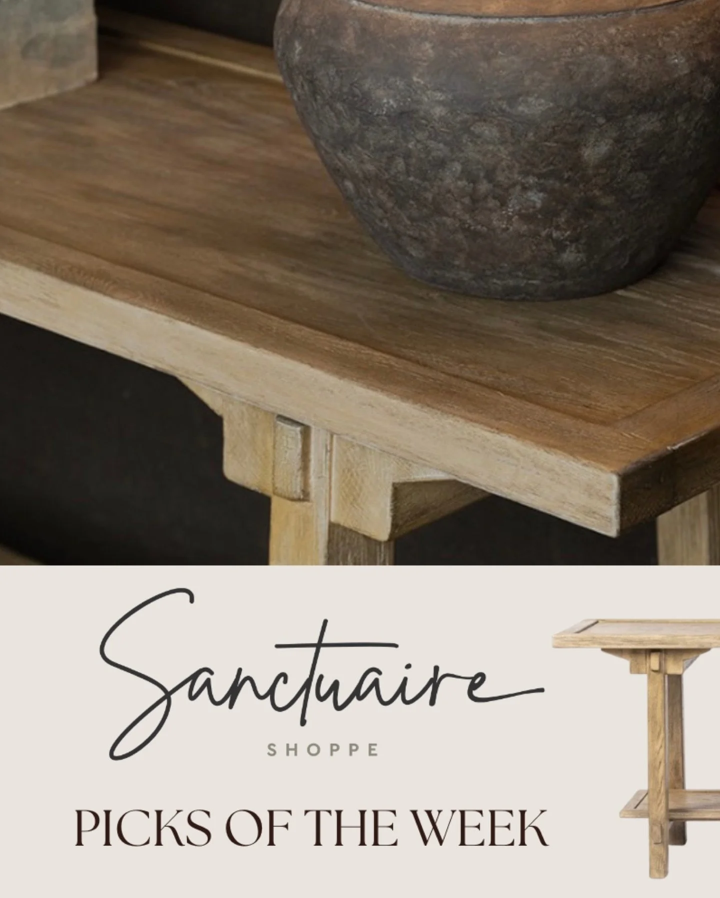 This week&rsquo;s Shoppe picks. From our distressed oak trinity console table to our ancient vinegar pots, every piece feels collected and timeless.

Open 9-4 | Come Shoppe with us 🤍
