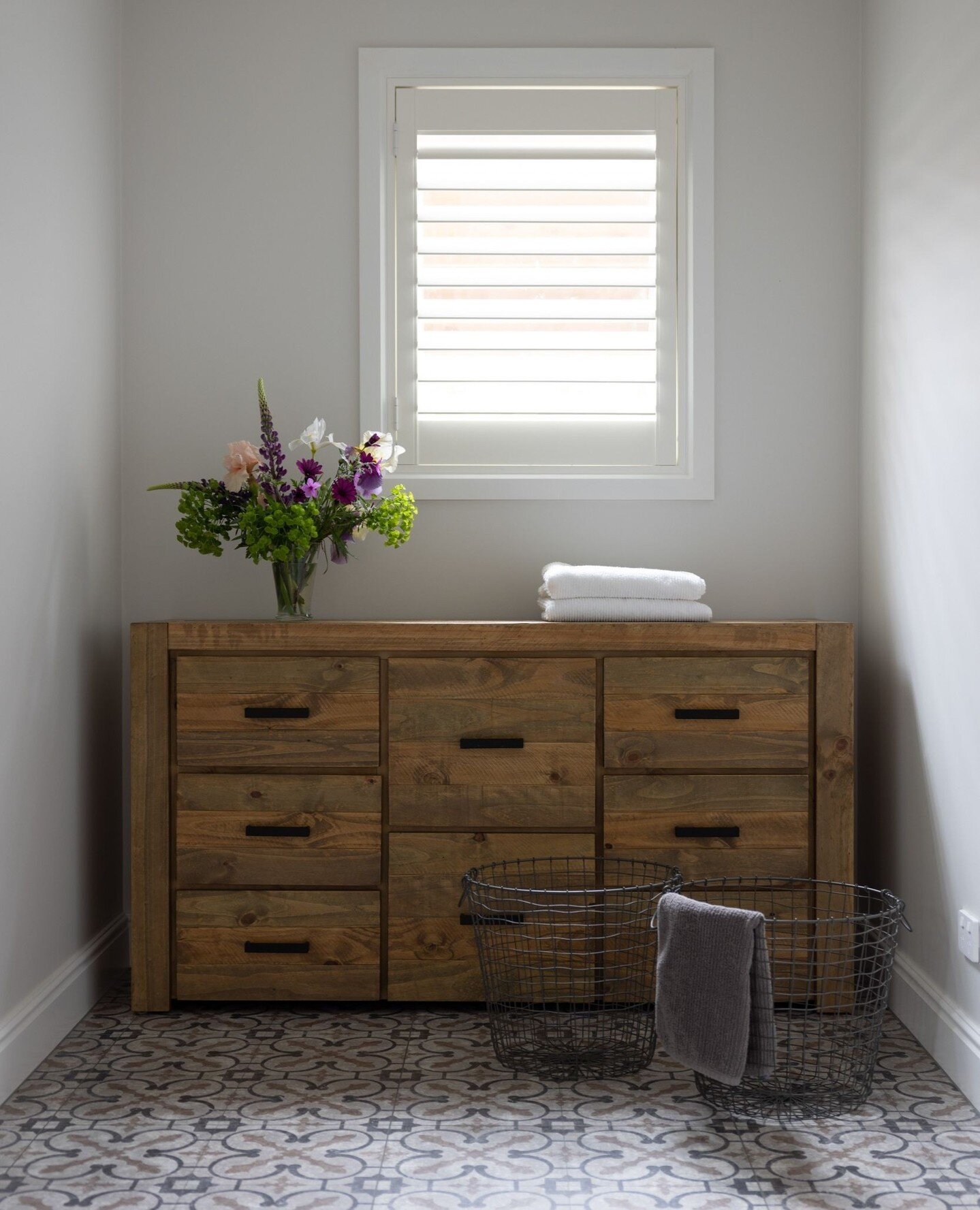 ~ Laundry Nook ~⁠
⁠
We hand select furniture pieces to work perfectly in each space to suit your needs and complement the aesthetic of the home.⁠
This Laundry nook at our Banks Peninsula Renovation required additional storage and also created a focal