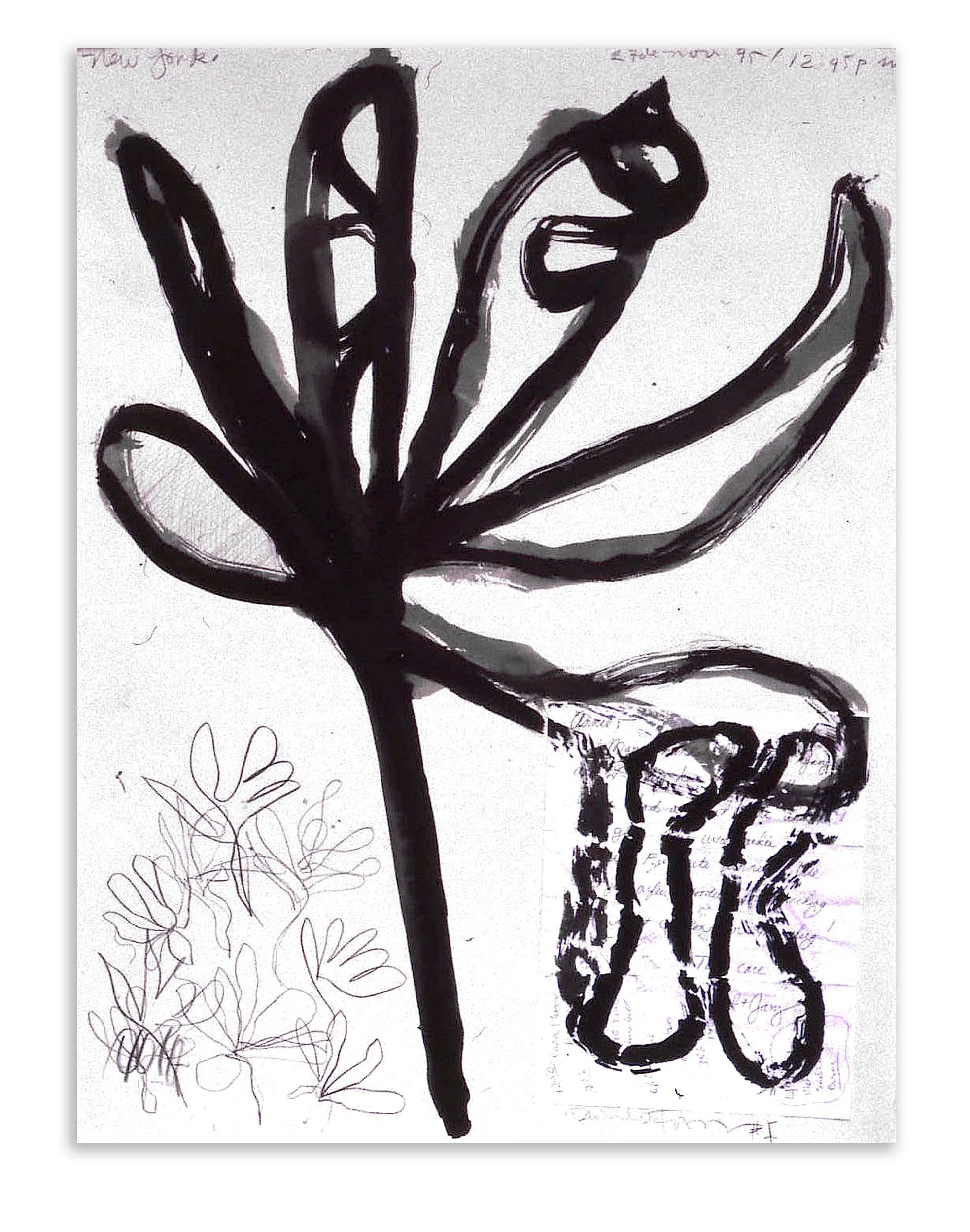 NY FLOWER VI
1995
30 x 22 inches
Ink, graphite, and collage elements on paper.