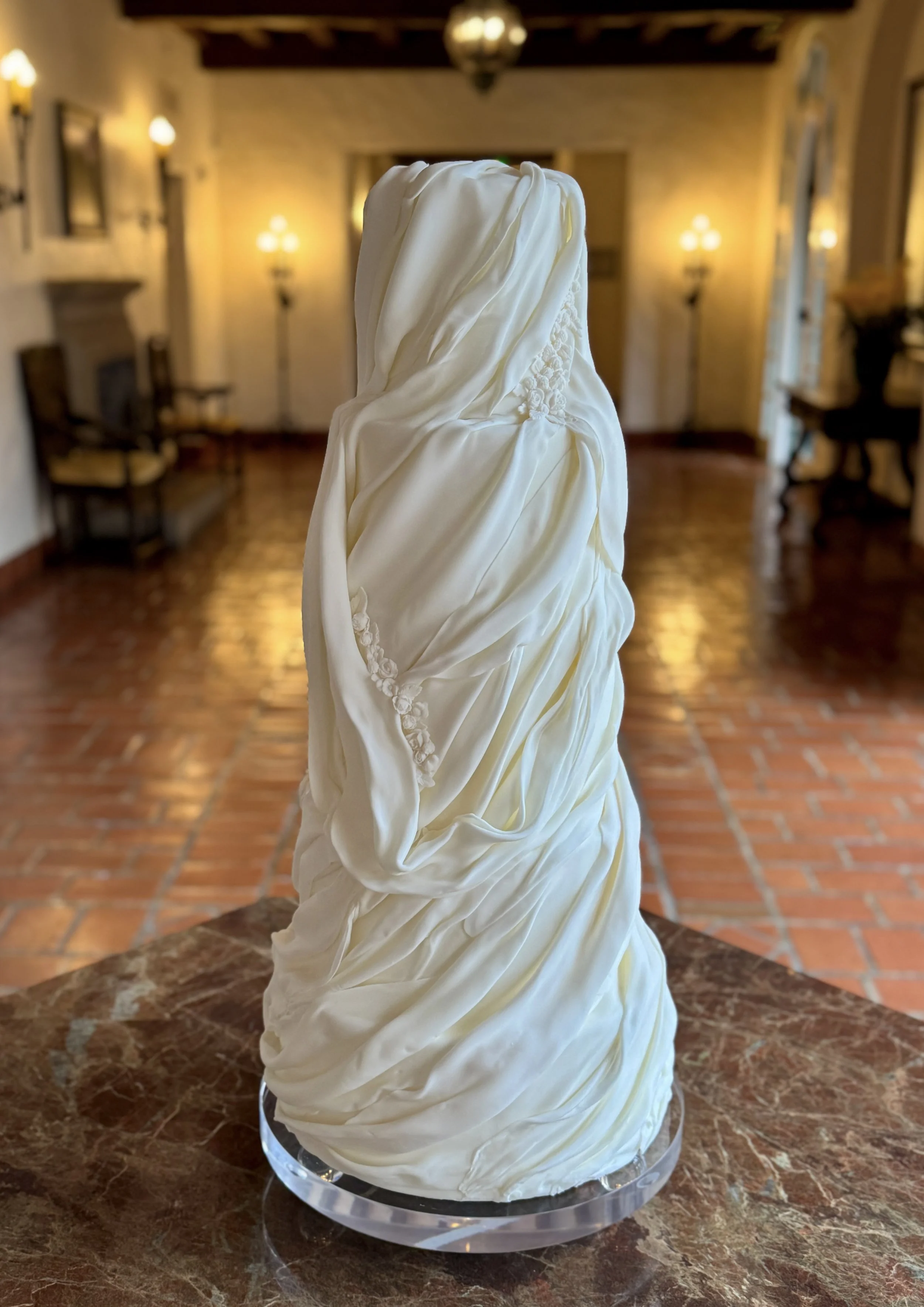 draped wedding cake
