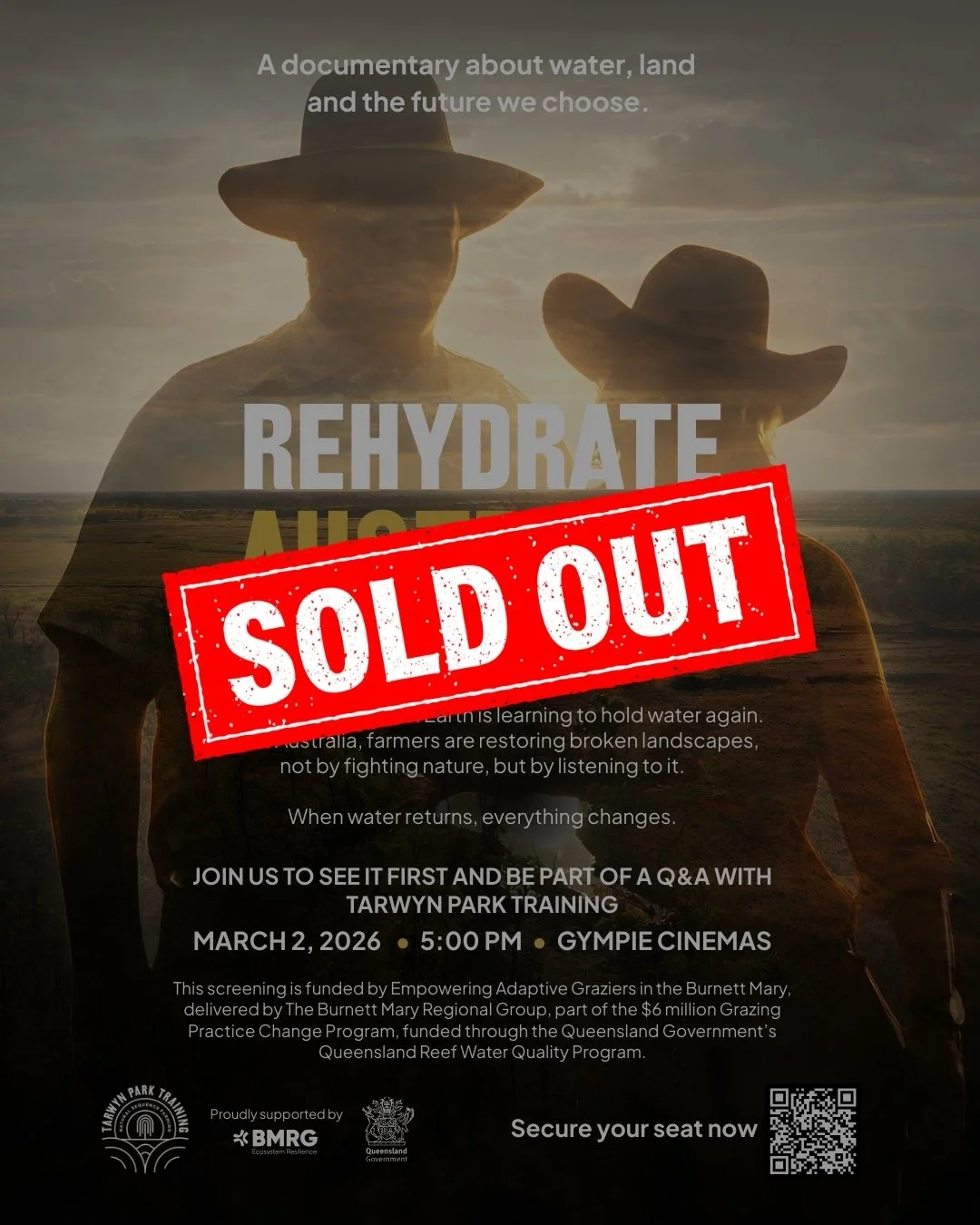 Rehydrate Australia screening now sold out!

Our March 2 screening of Rehydrate Australia is now sold out due to strong community interest.

You can still register and join the waiting list, and we&rsquo;ll be in touch if seats become available. Than