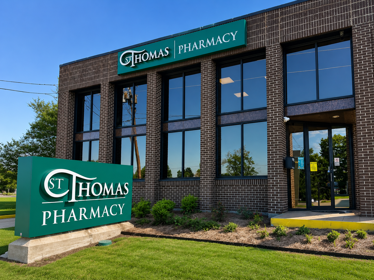 Full-service custom signage for St Thomas Pharmacy by OPA Signs & Graphics.