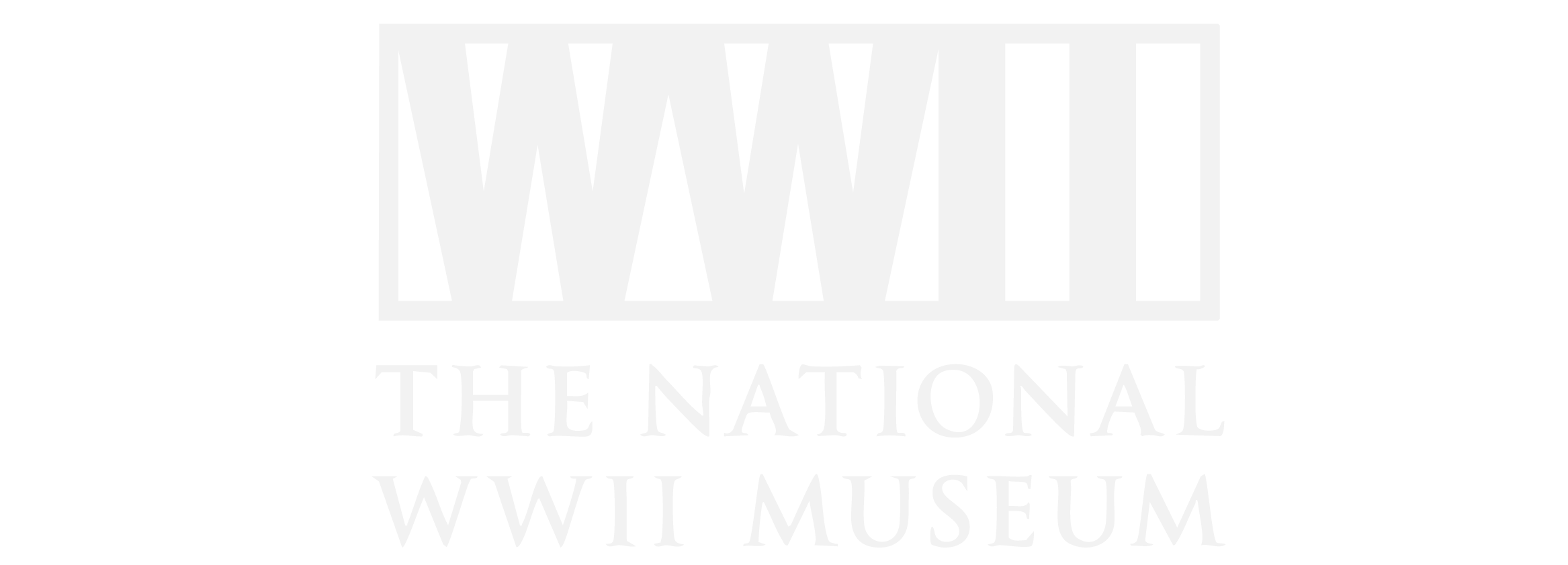 Logo of the National WWII Museum with the text 'WWII THE NATIONAL WWII MUSEUM' in black and white.
