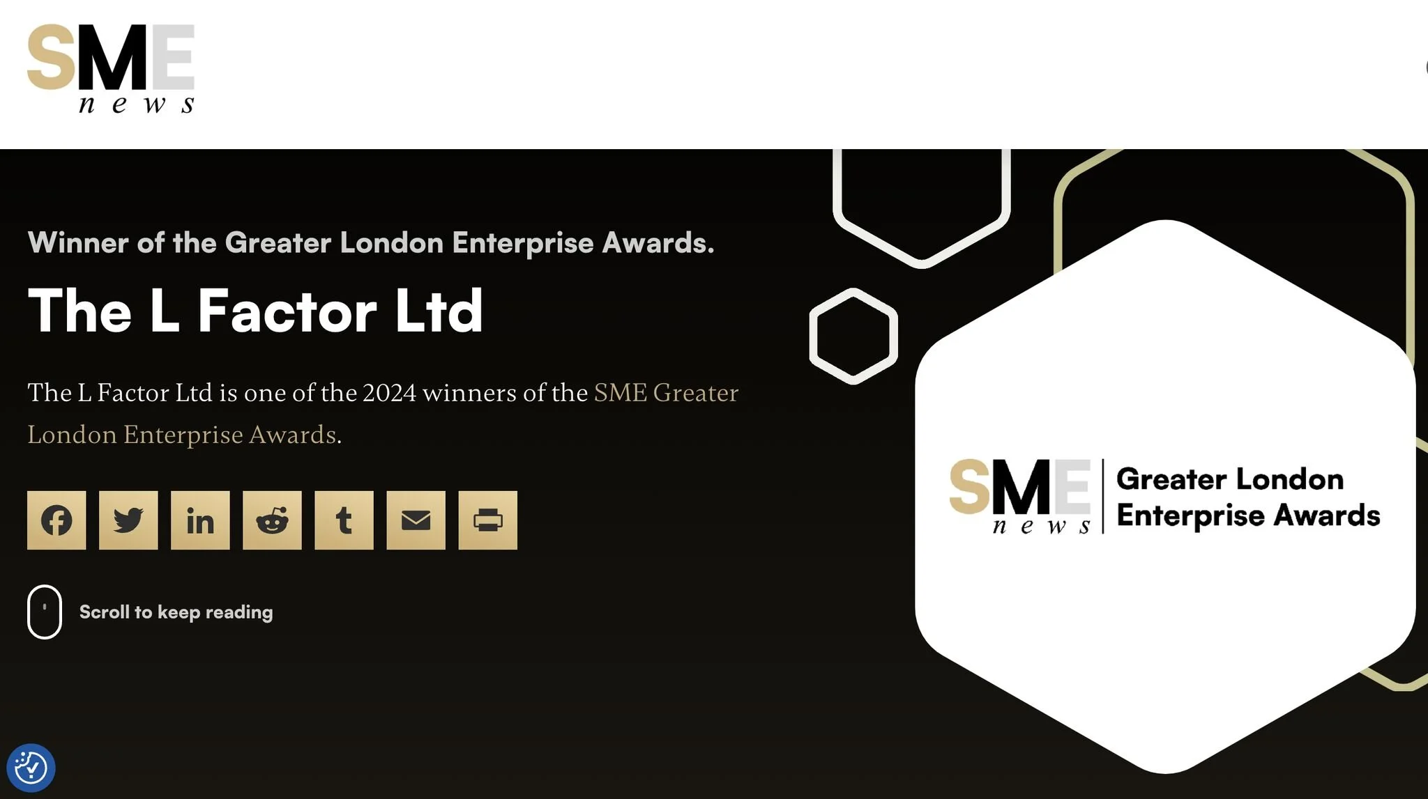 The L Factor Ltd, Winner of the Greater London Enterprise Awards 2024