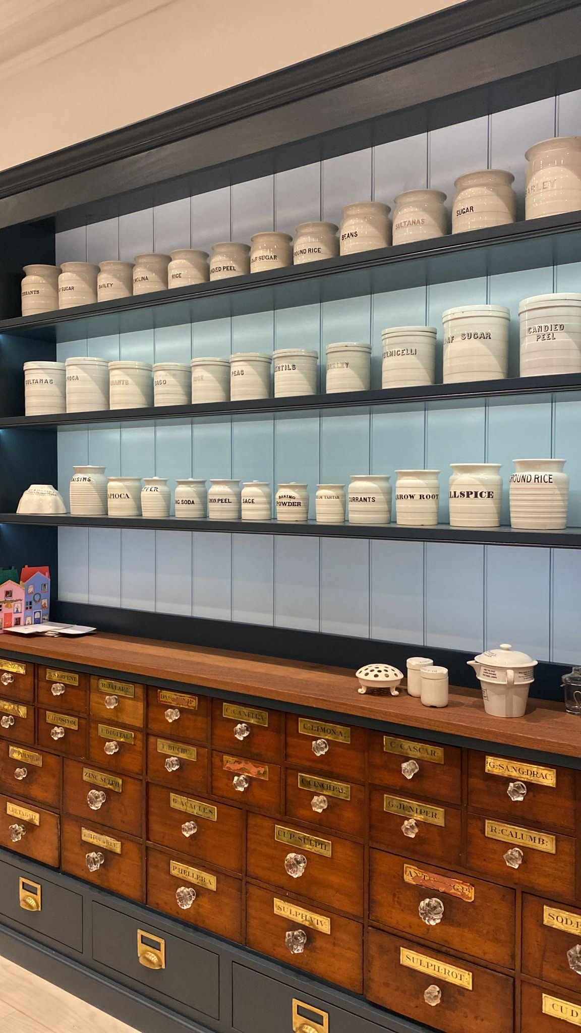 Marc Smith bespoke kitchen cabinet with labelled storage jars and drawers