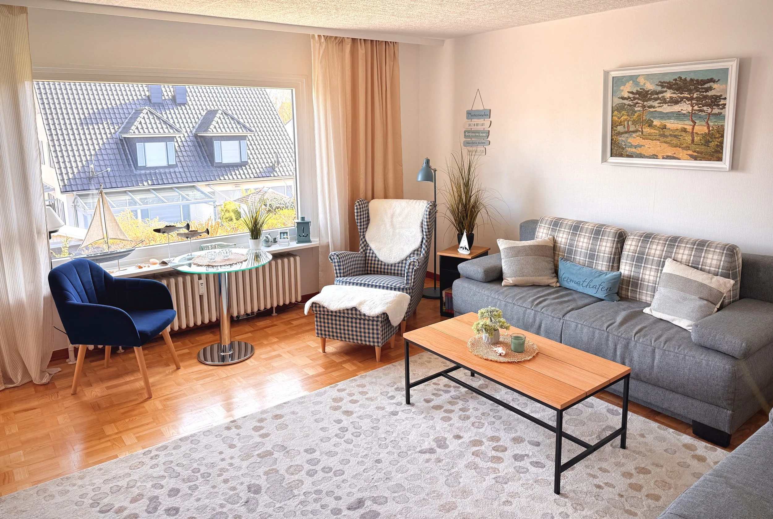 Wohnzimmer in der Erdgeschosswohnung im Haus Elisabeth in Scharbeutz