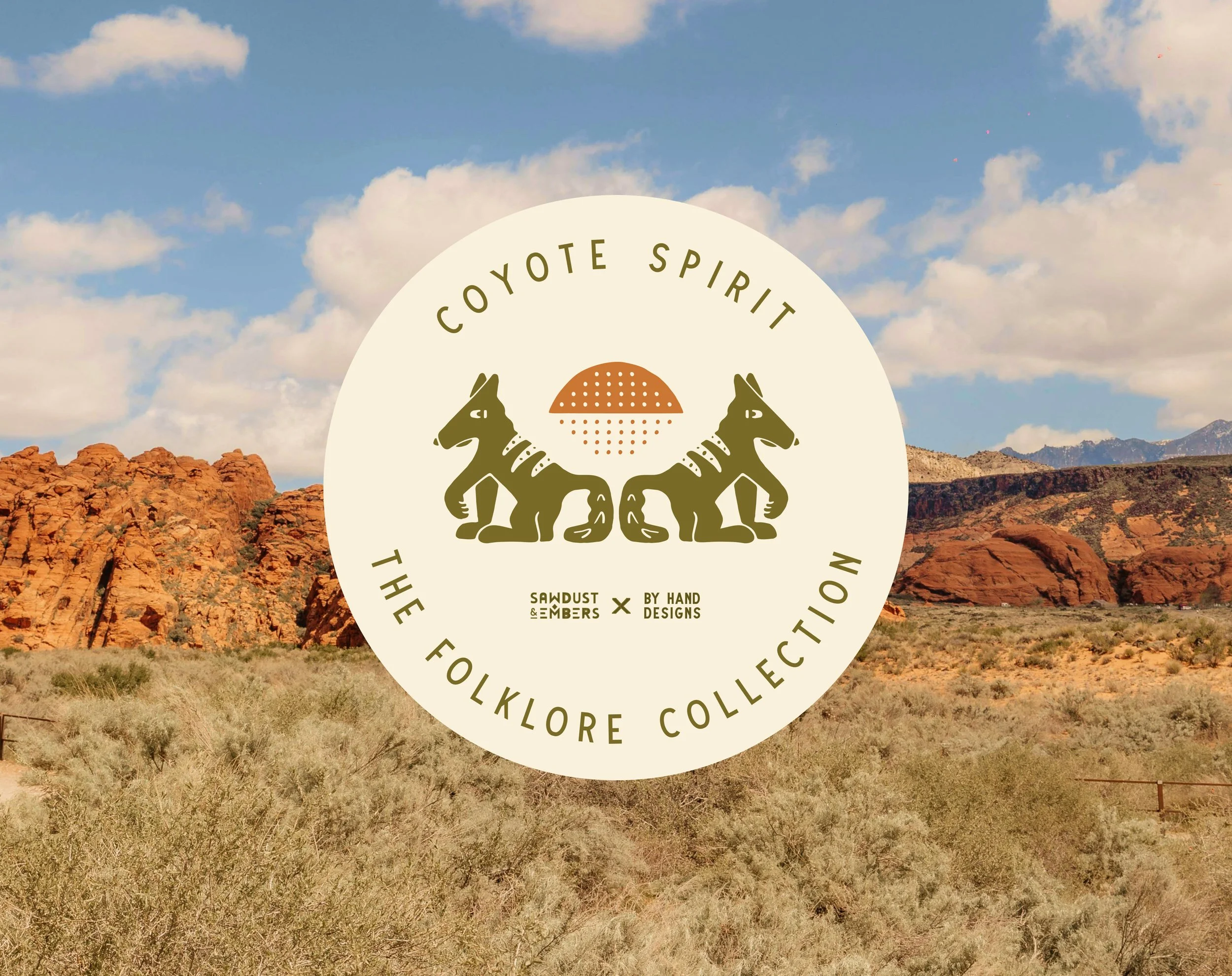 Custom hand-drawn coyote southwestern illustration for brand designs
