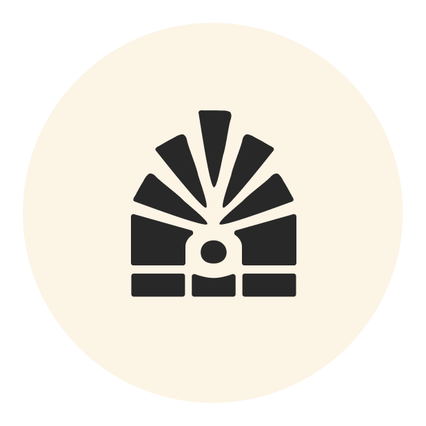 A custom hand-drawn logo of a stained glass house for a creative studio in Martha's Vineyard