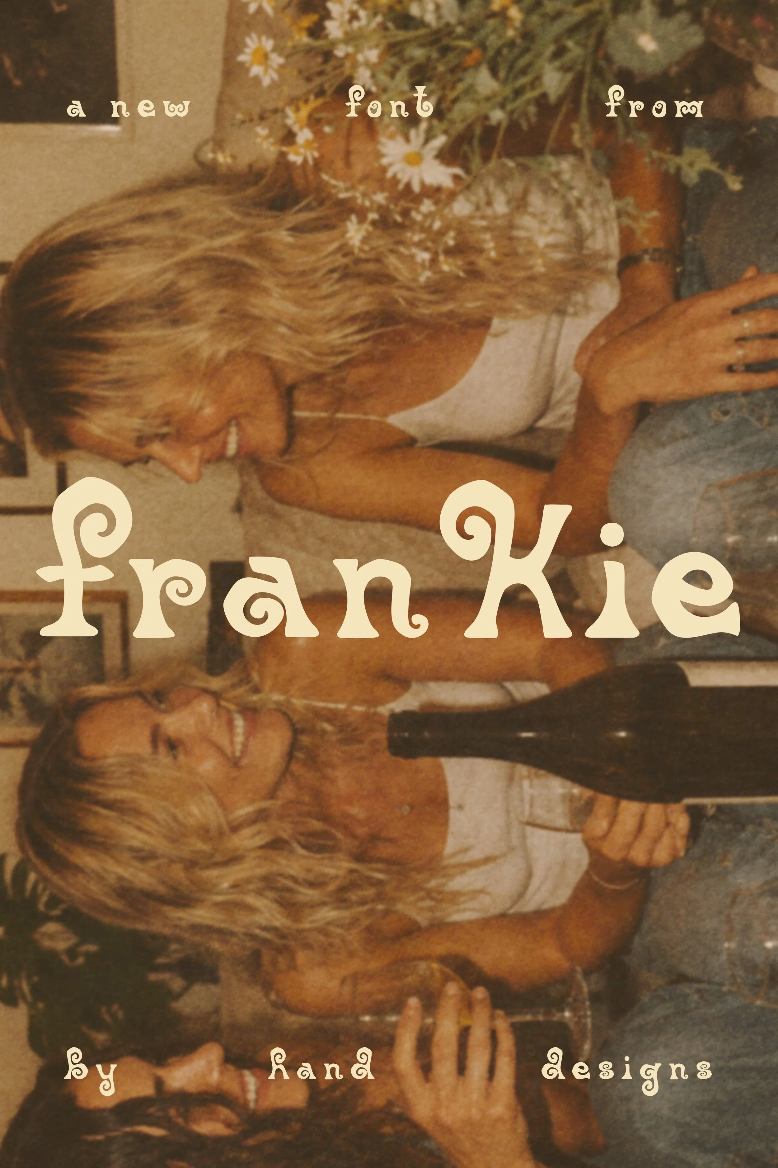 Frankie hand drawn display font featured on a lifestyle brand design, illustrating playful handcrafted typography for branding, packaging, and editorial design.