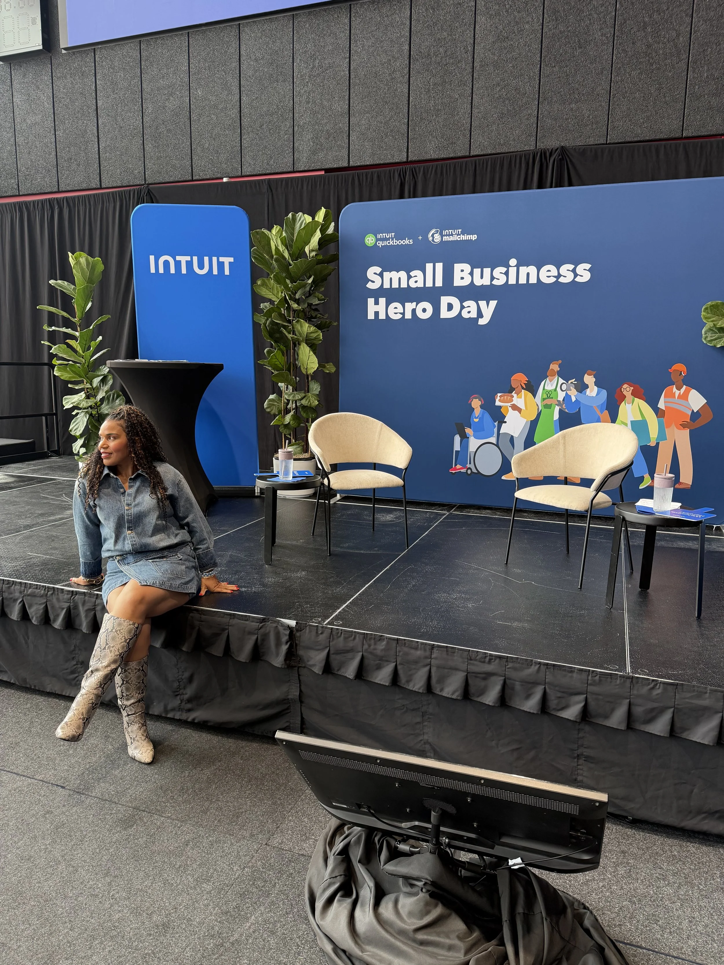 Victoria Chantel on stage at QuickBooks Small Business Hero Day at the Intuit Dome