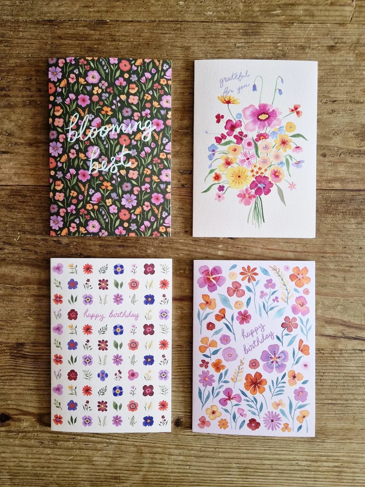New cards have been added to my shop 😊🌷🌸! Available individually, or save when you mix &amp; match a set of 4.

I took my time to find the right card stock and eventually went for a lightly textured matte finish. Very happy with how the colours tu