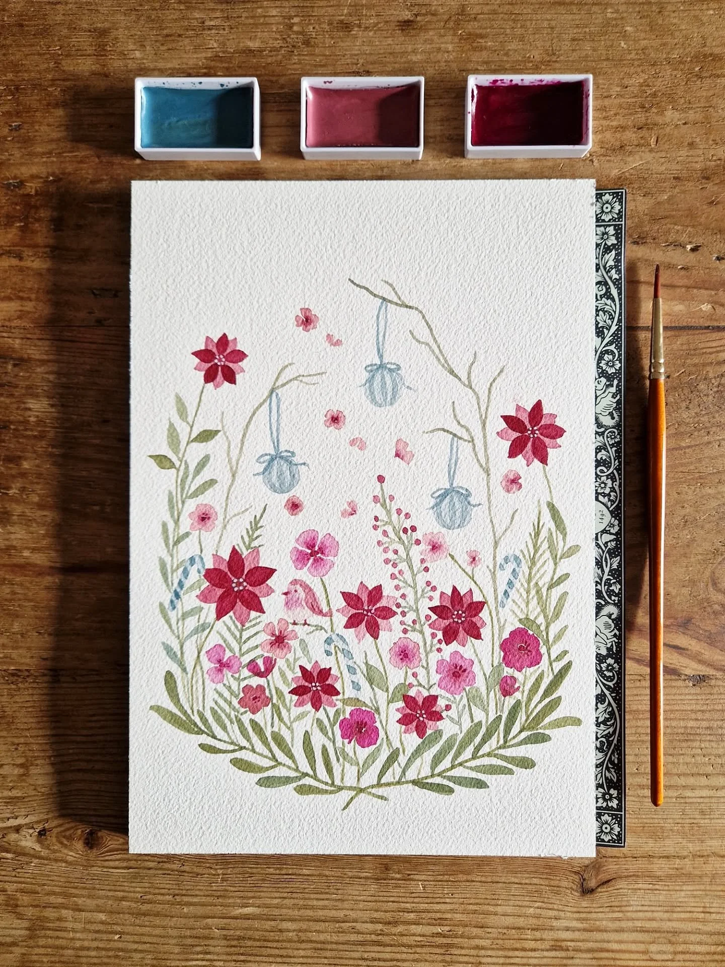 Wishing you all a very Happy Christmas 🎄❤️
.
.
#floralillustration&nbsp;#floralart&nbsp;#floralwatercolour&nbsp;#watercolourpainting