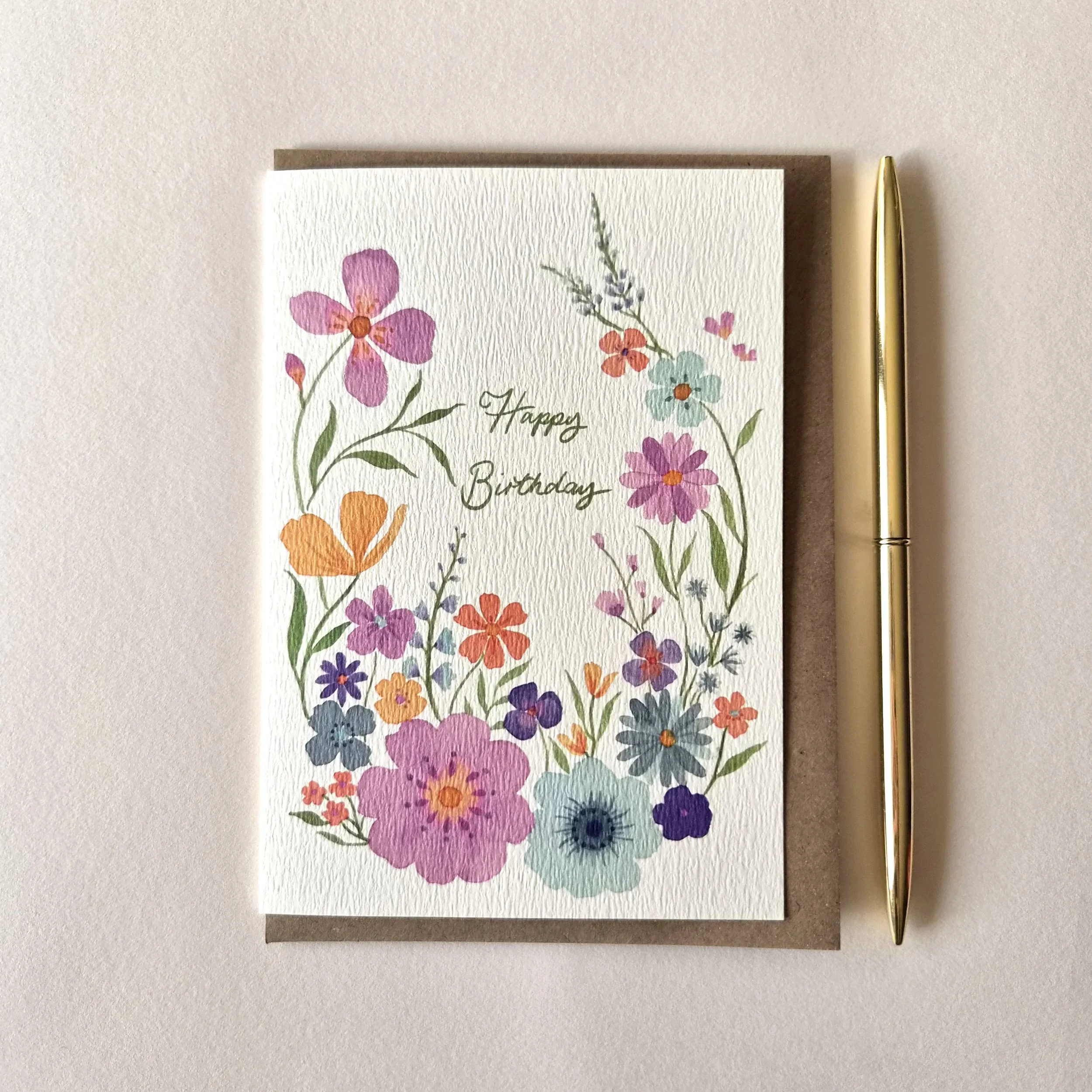 Happy Birthday Garden Flowers - A6 card