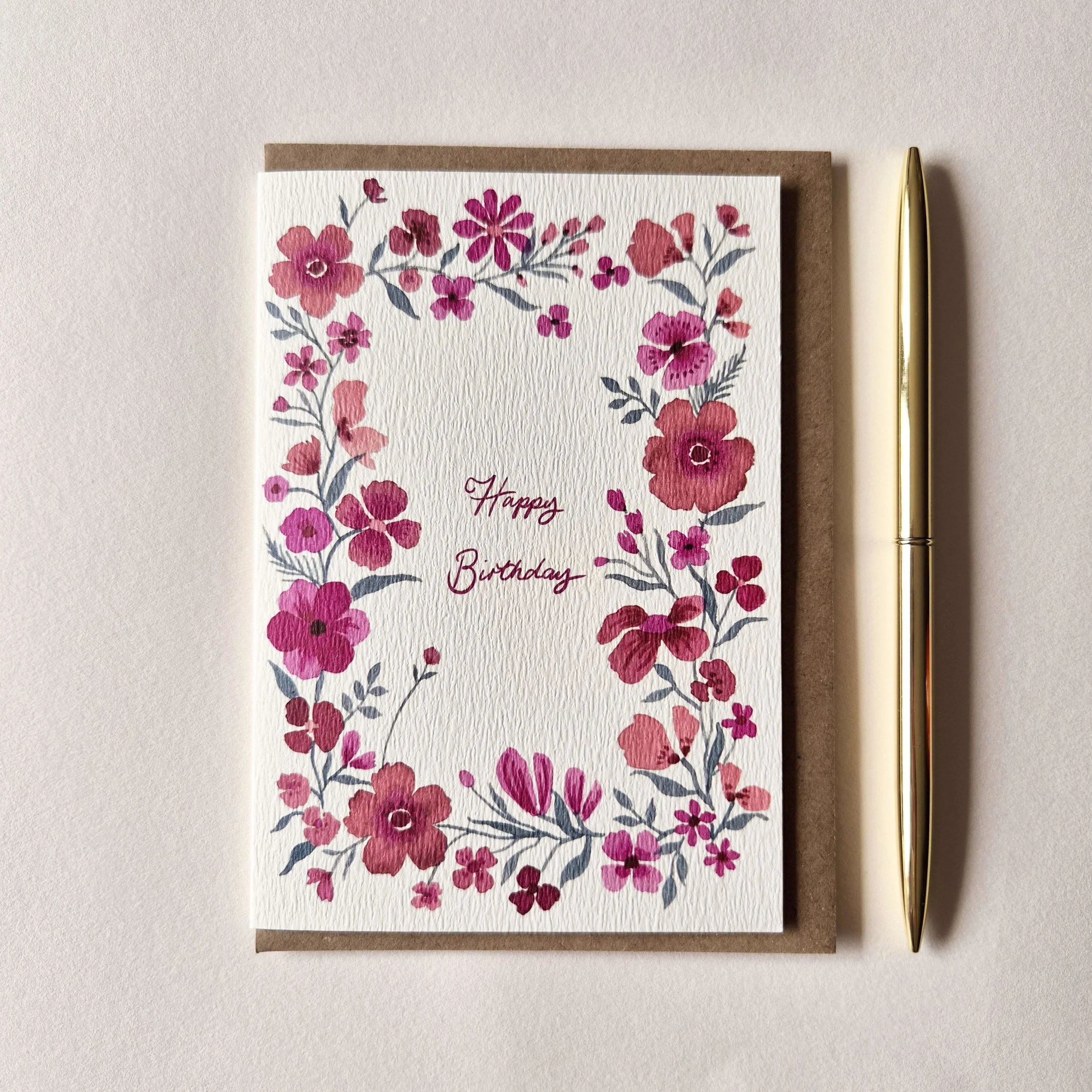 Floral Vine Happy Birthday - A6 card