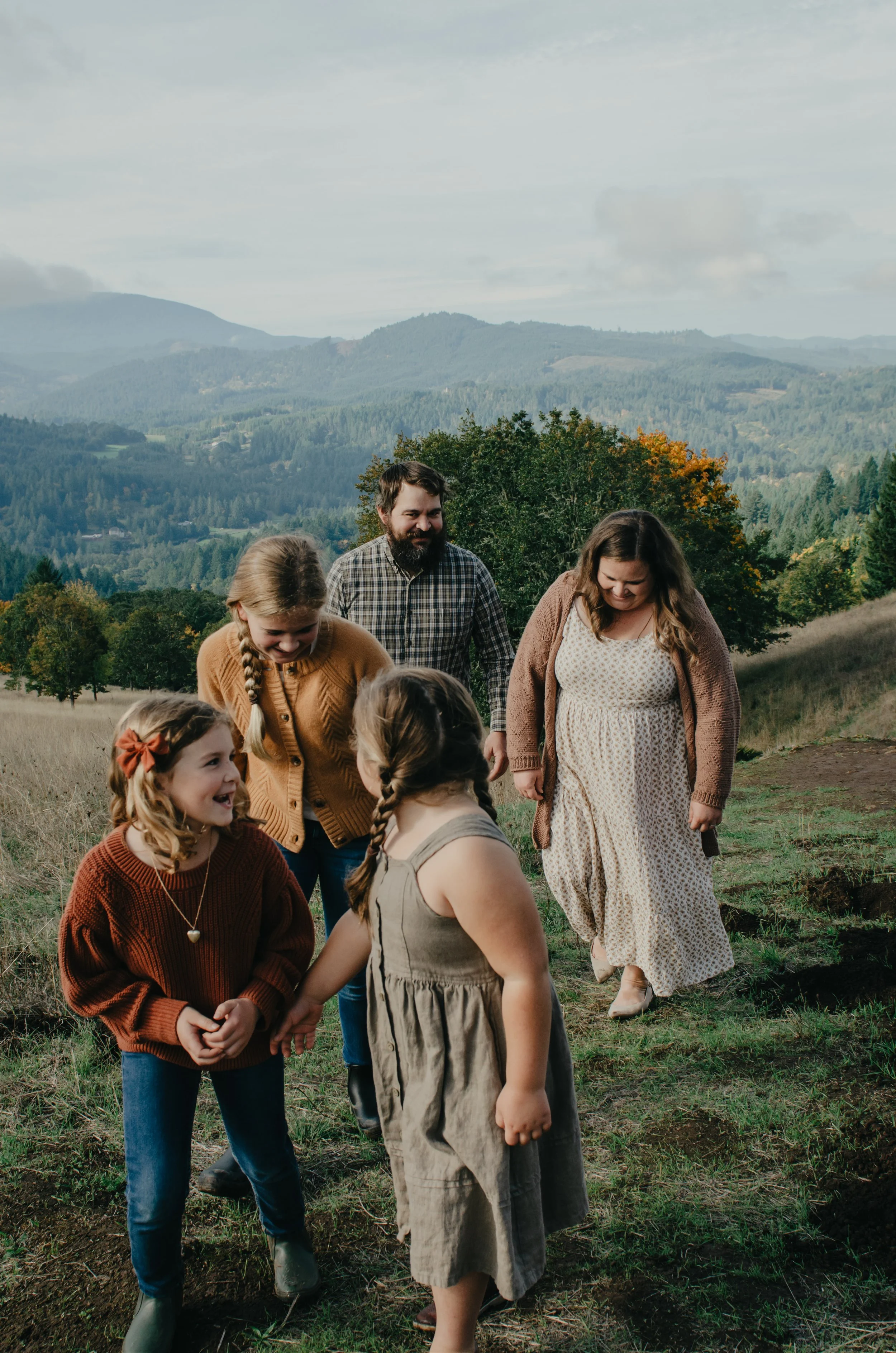 Family photoshoot done near Corvallis Oregon at an outdoor park near the mountains 