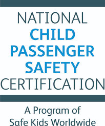 National Child Passenger Safety Certification sign with the subtitle 'A Program of Safe Kids Worldwide'.