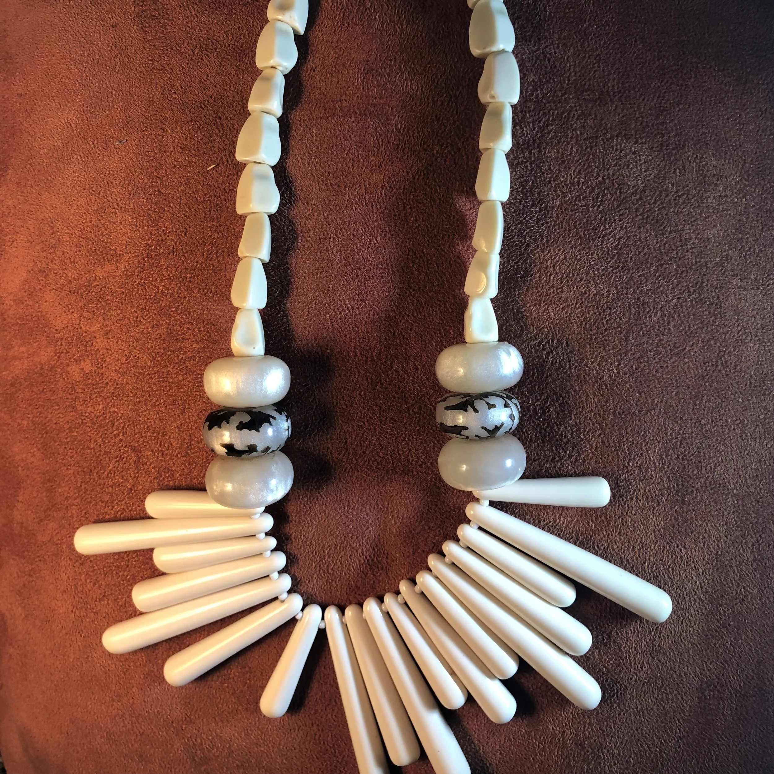 White Beaded Statement Necklace