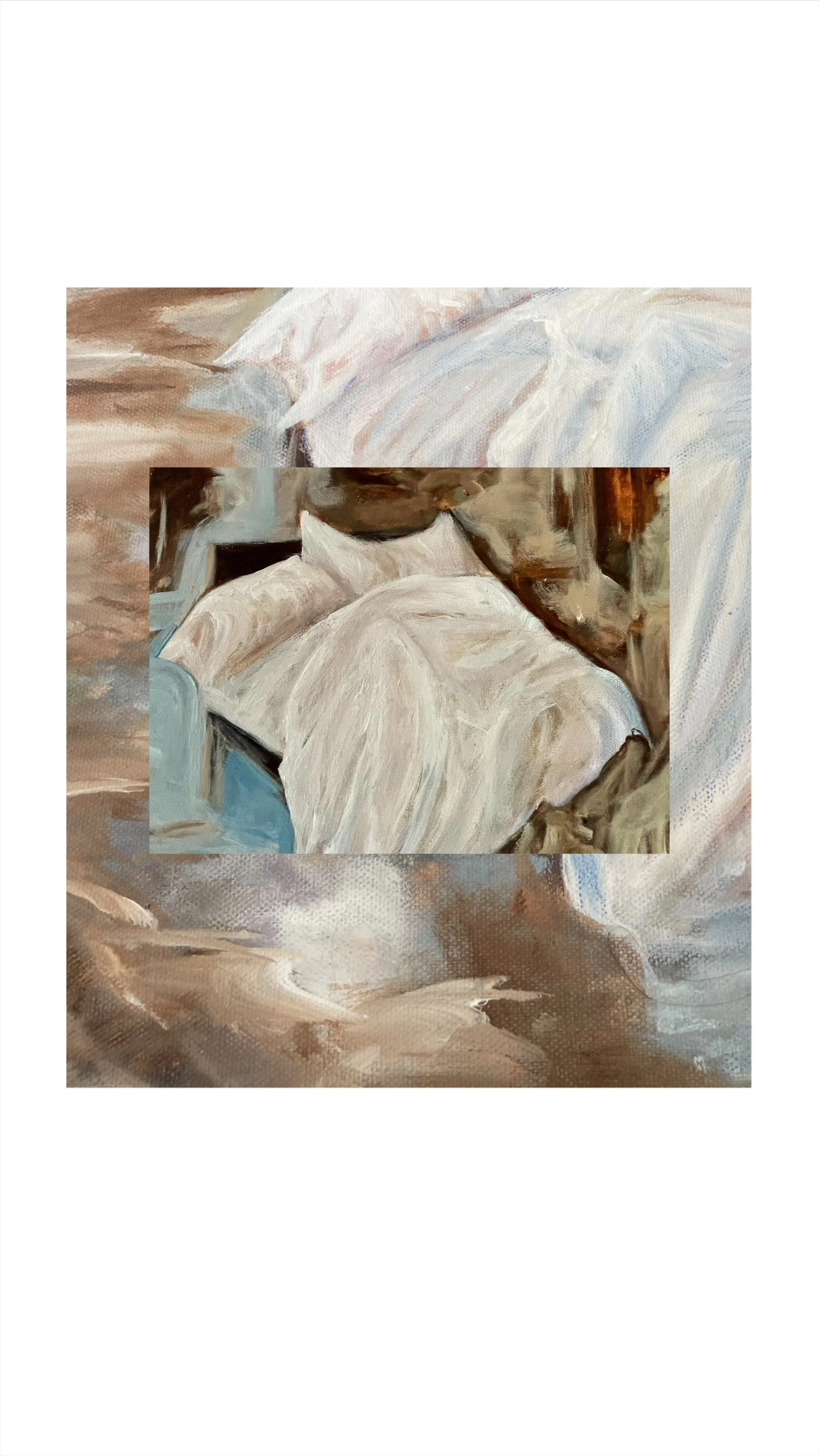 RIVER BED, acrylic on cotton, digital collage, 2023 