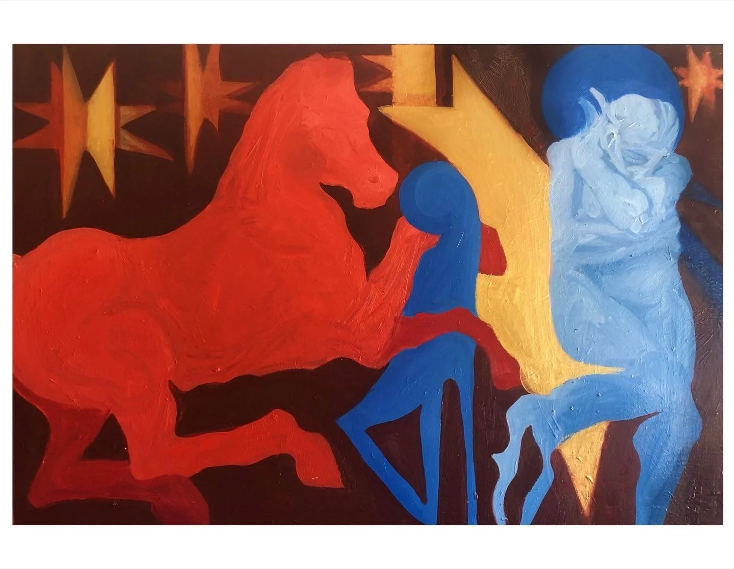 NIGHT EQUINE, oil glaze/acrylic grisaille on canvas, 2022 