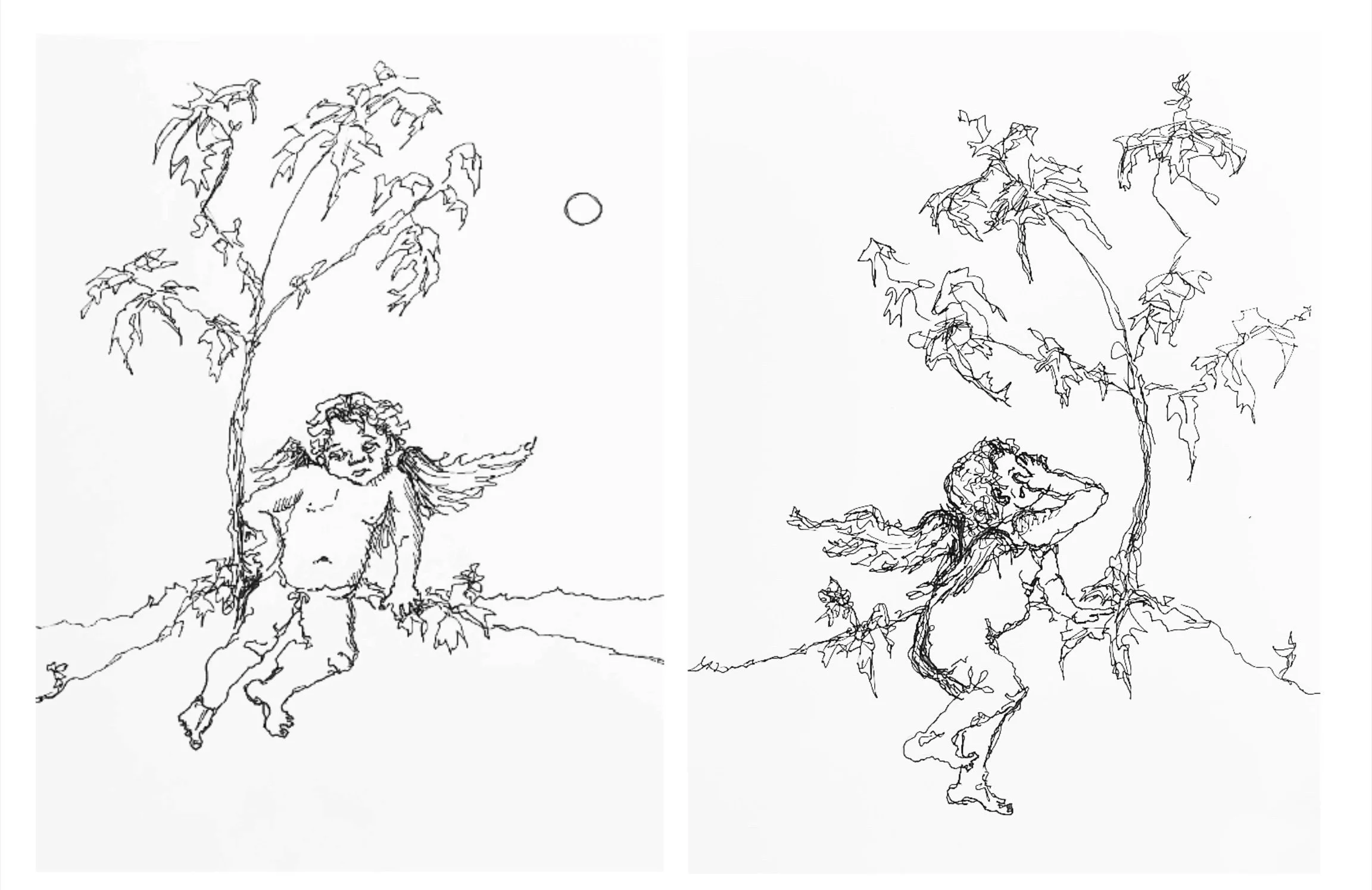 CUPID'S SORROWS, ink on paper, illustration, 2023 