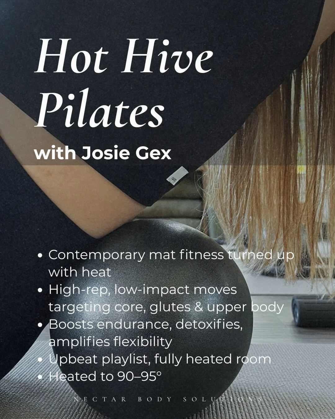 Introducing three new ways to move with us 🐝

🔥 Hot Hive Pilates
🐝 Swarm &amp; Sculpt Pilates
⚖️ Bee Balanced Pilates

By our new instructor Josie Gex, bringing fresh energy to every class.

📅 Use the Mindbody app or our new Body by Nectar app to