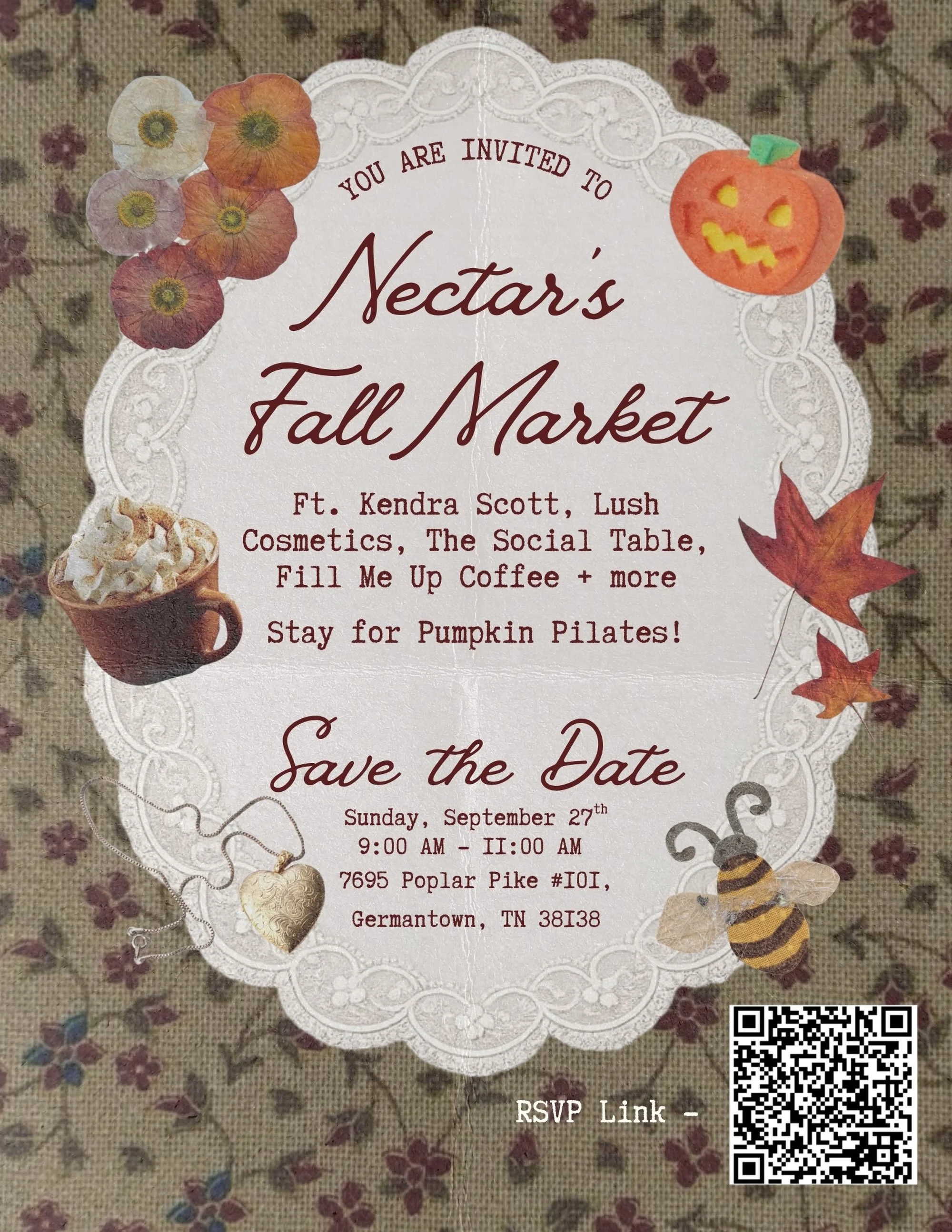 🍁 NECTAR&rsquo;S FALL MARKET IS COMING! 🍁

Join us for a cozy Sunday morning filled with local shopping, self-care, coffee, and all things fall. 💛

✨ Featuring:  @kendrascott 
 @lushmemphis  @thesocialtablexx  @fill.me.up._ 
+more!
And don&rsquo;t