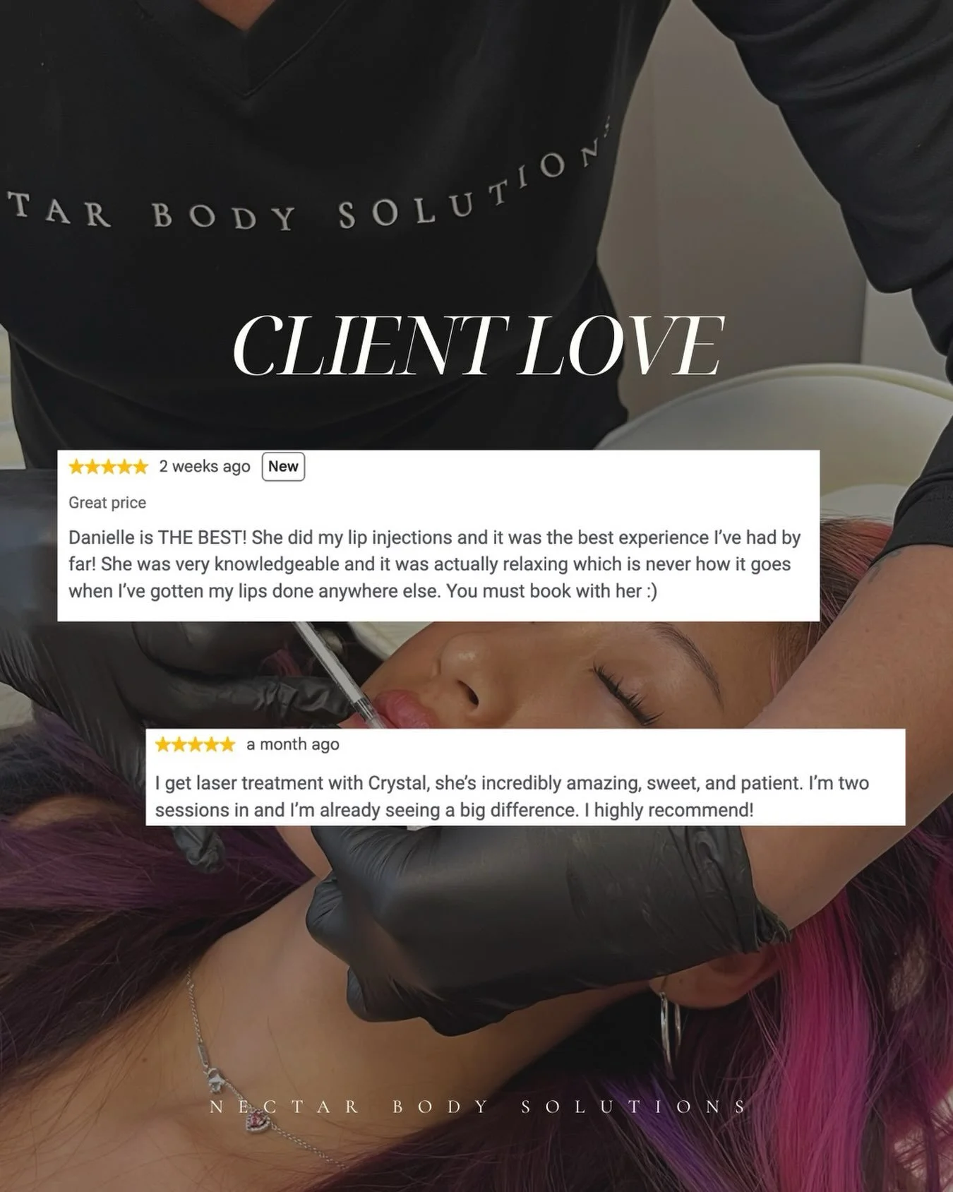 CLIENT LOVE ✨💛
There&rsquo;s nothing better than hearing that our clients feel comfortable, cared for, and confident in their results. 🐝

From lip filler with @edaniellel 
to laser treatments with @crystallou1 
our team is here to make your experie