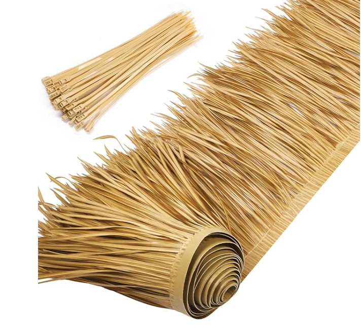 stock photo of tiki panel roll stretched out with zipties
