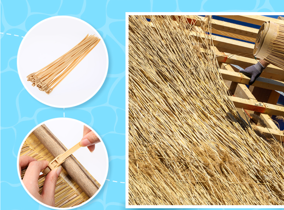 stock photo of tiki panel showing how to attach it with zip ties