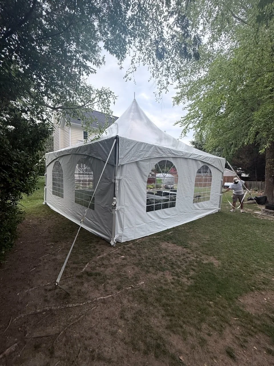 high peak tent with walls shown from exterior