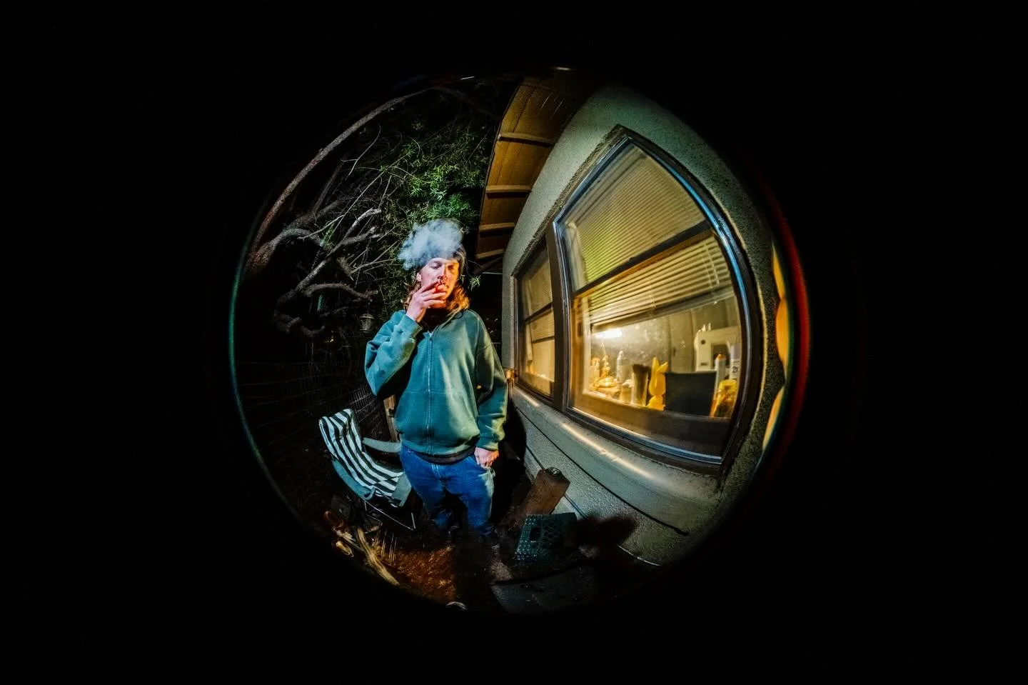 Augie in his backyard