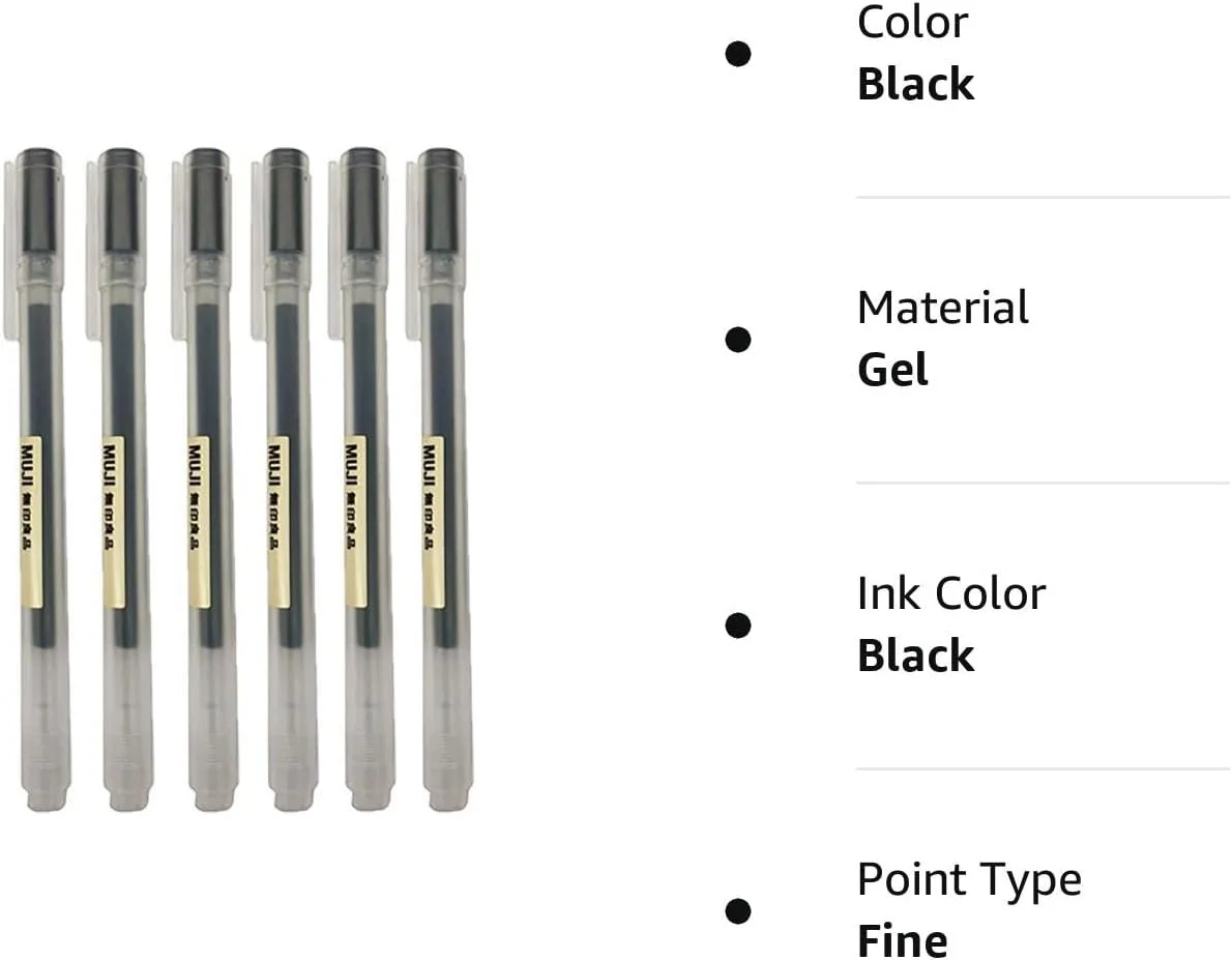 Black Fine Point Muji Gel Ink Pens Affiliate