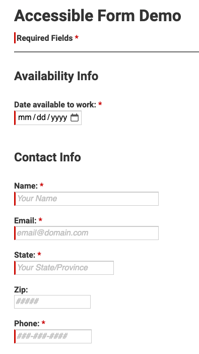 This image shows a form that is accessible because it has the labels for each field included within the field.