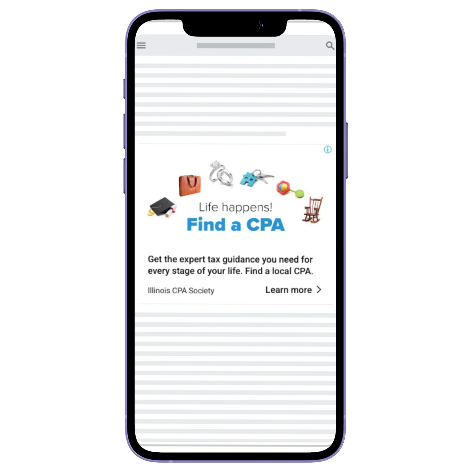 Find a CPA digital ad for ICPAS