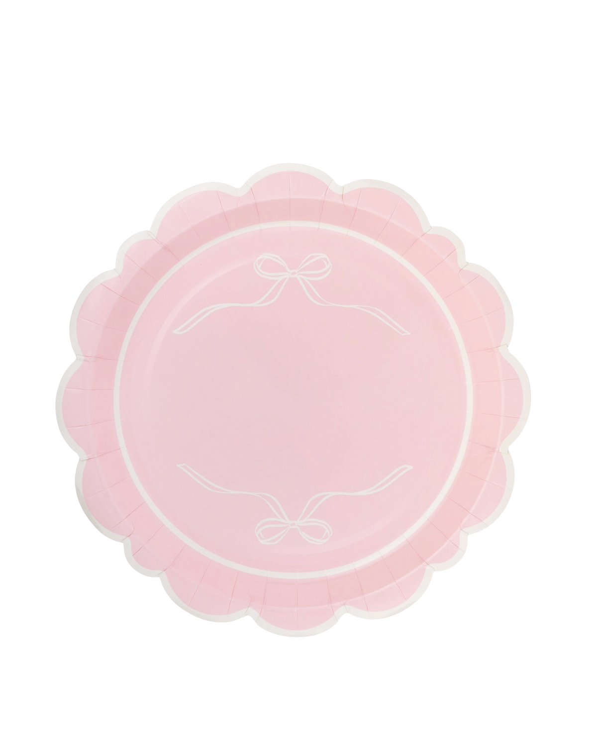 Round Pink Bows Paper Plate